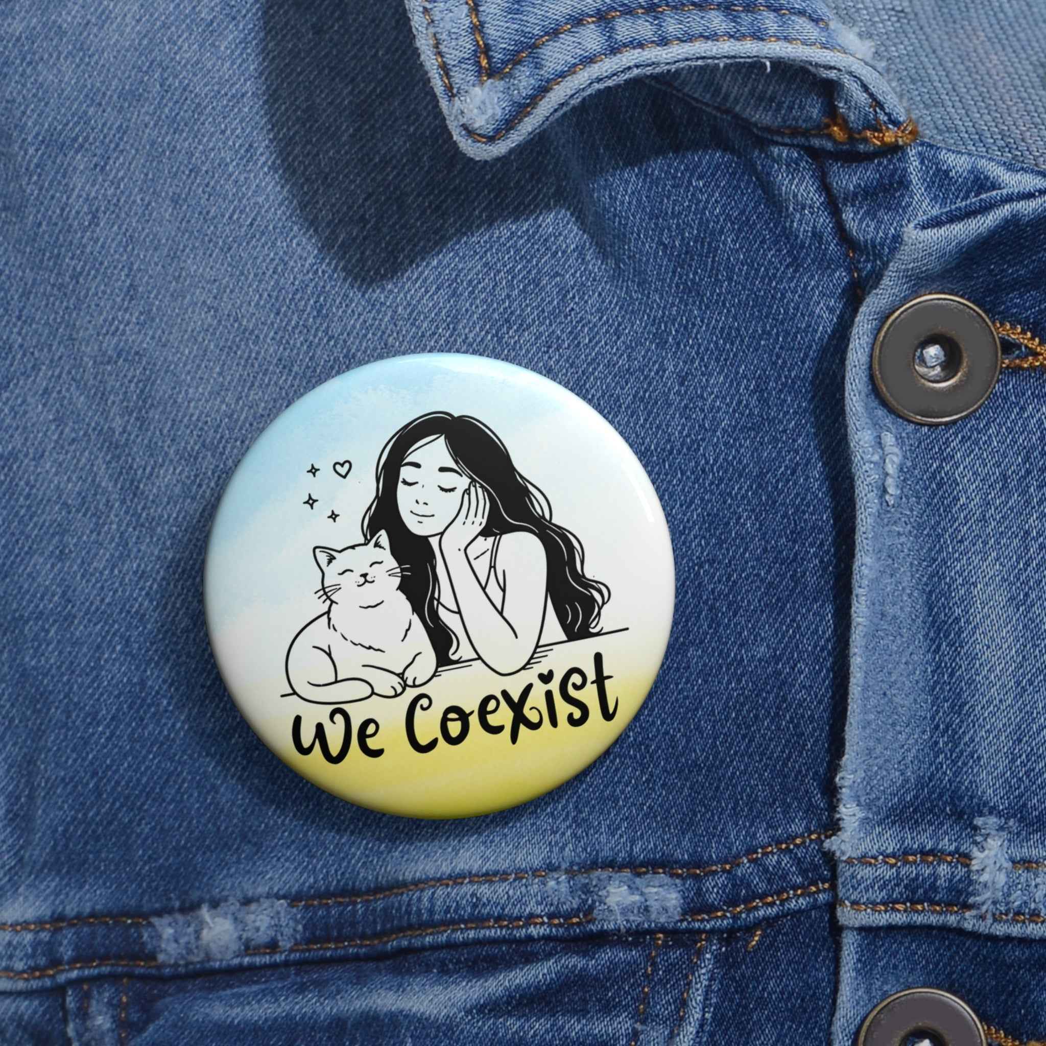 We Coexist Pinback Button – Cat Lover Mini Statement