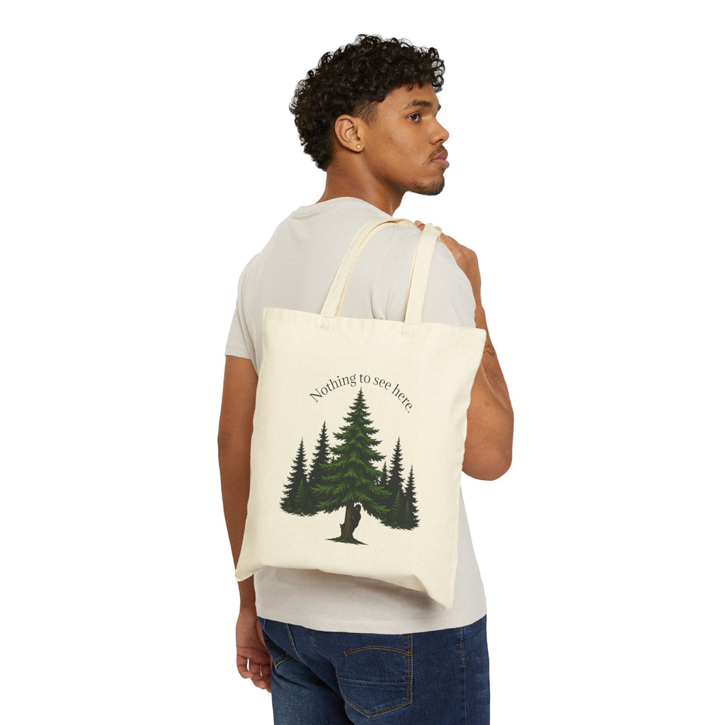 Nothing to See Here Bigfoot & Cat Canvas Tote Bag