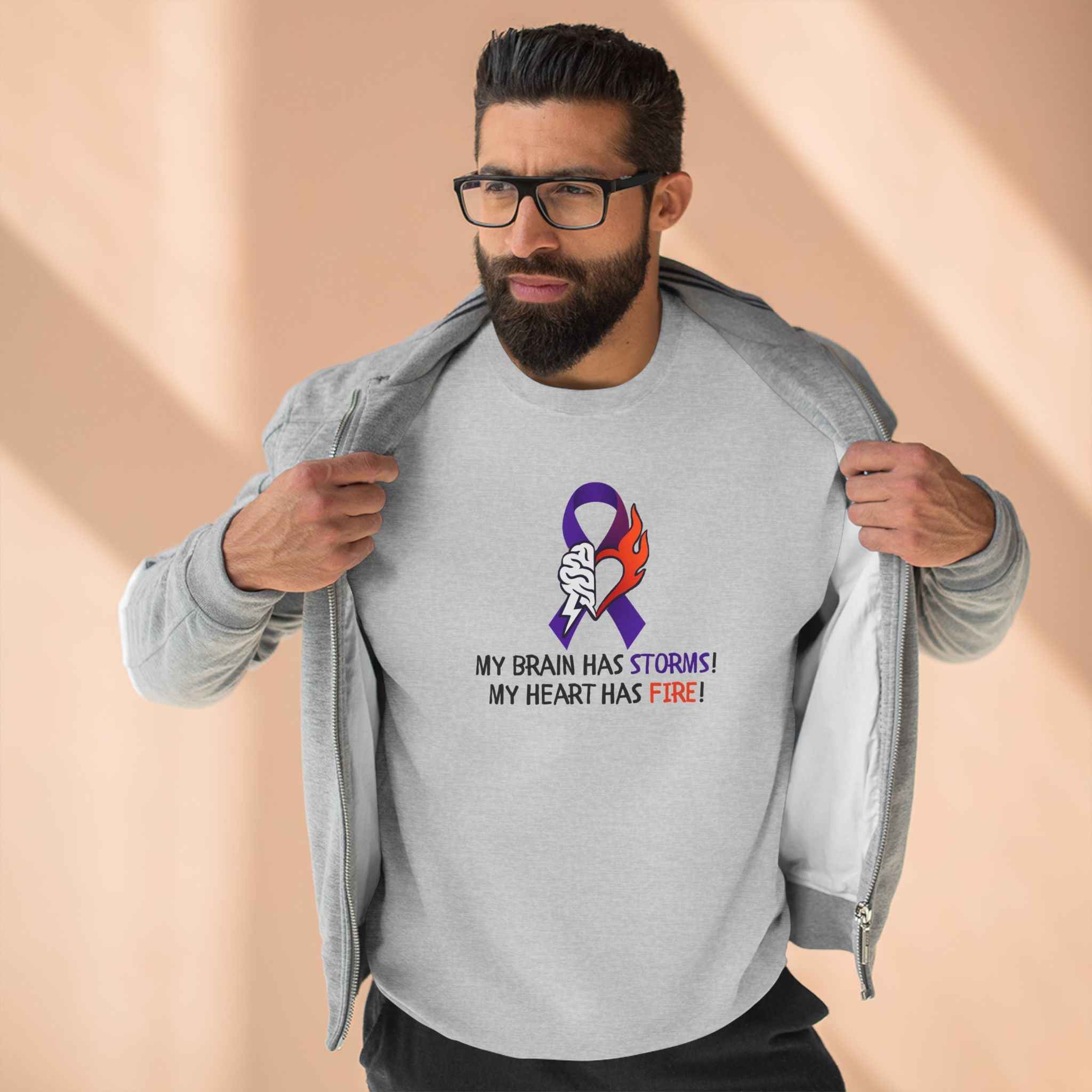 Epilepsy Awareness “Brain Storms & Heart Fire” Unisex Sweatshirt