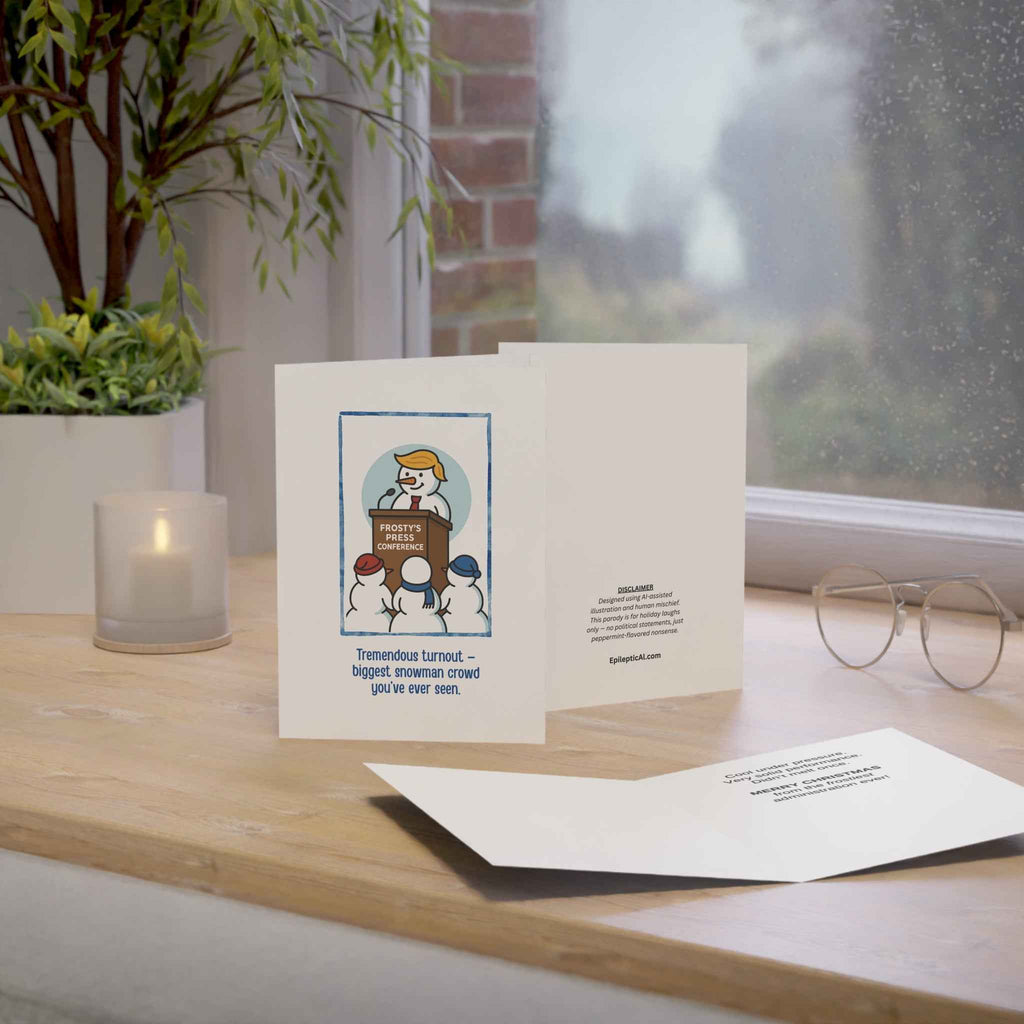 Frosty’s Press Conference Christmas Card – 1, 10, 30, 50 pc sets