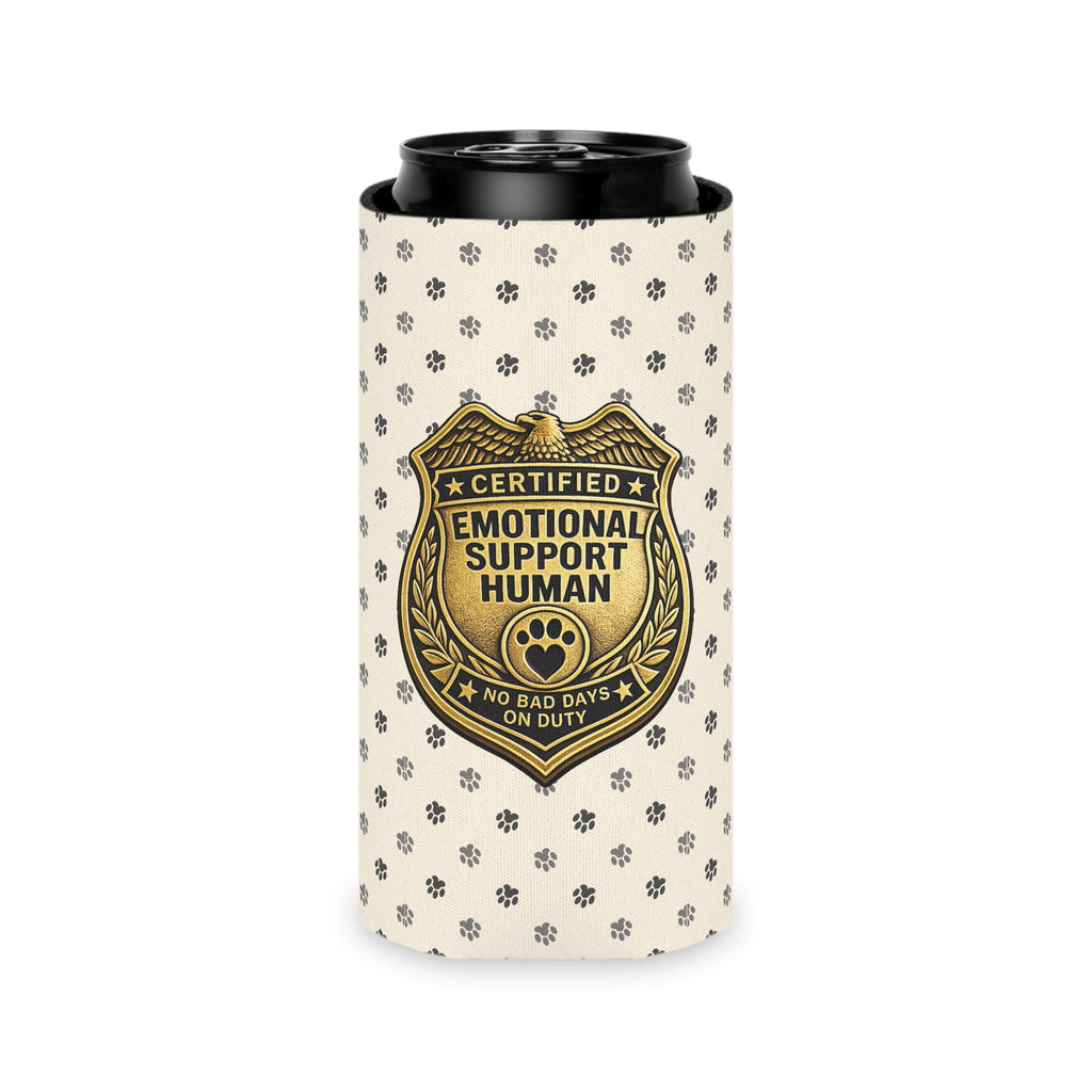 Certified Emotional Support Human Can Cooler | Funny Cat Lover Koozie