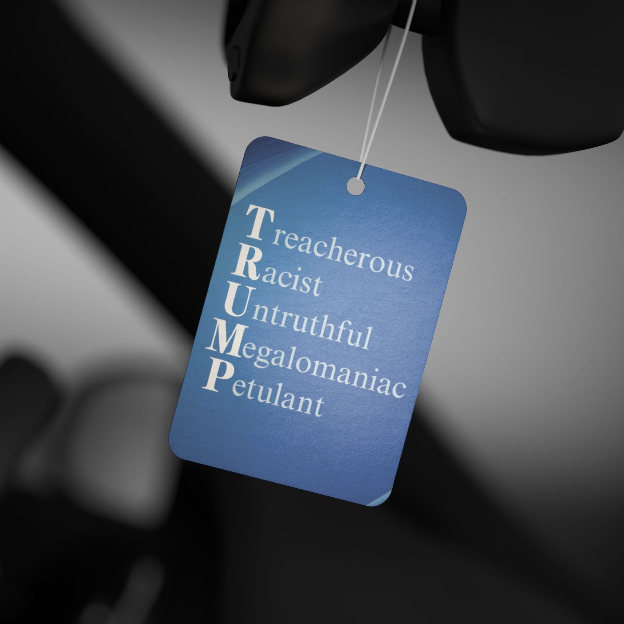 Political Statement Car Air Freshener - Anti-Trump Design Printify