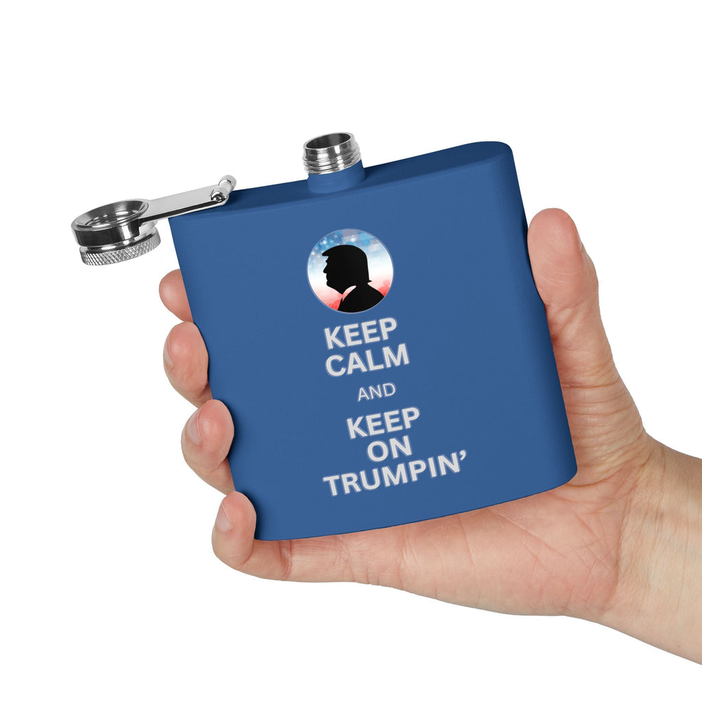 Keep Calm & Keep Trumpin' Flask - 6oz Stainless Steel Flask for Celebrations Printify