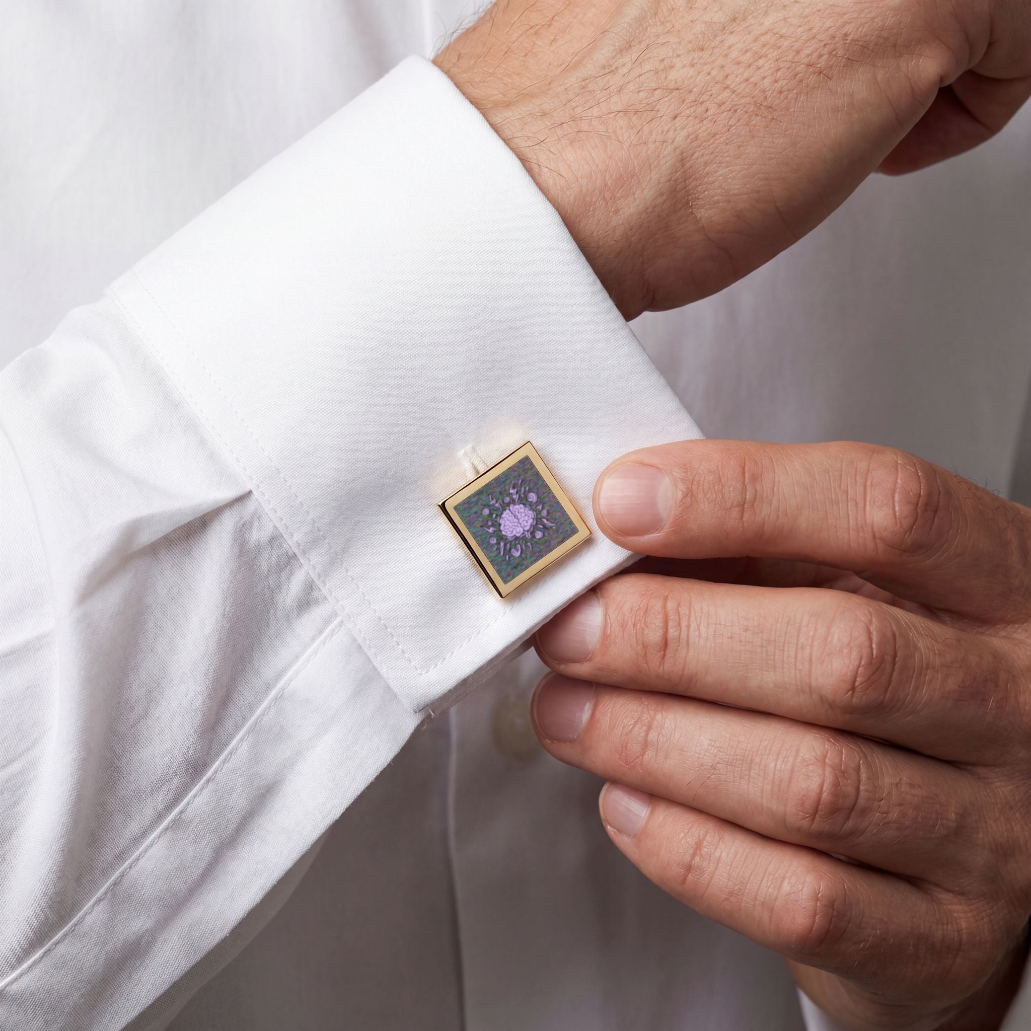 Static Mind Brain Cufflinks, Elegant Men's Dress Accessory