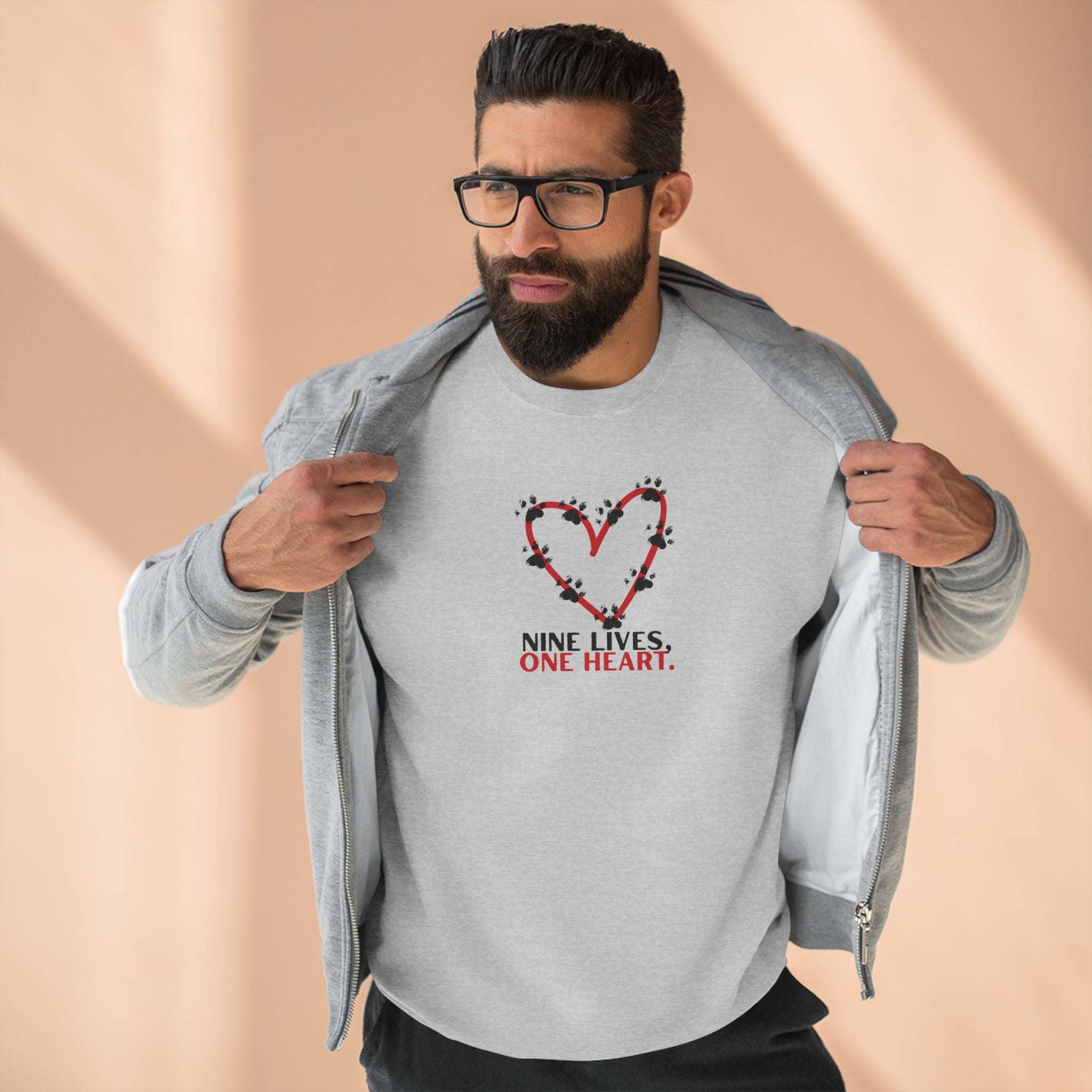Nine Lives, One Heart – Cat Lover Sweatshirt