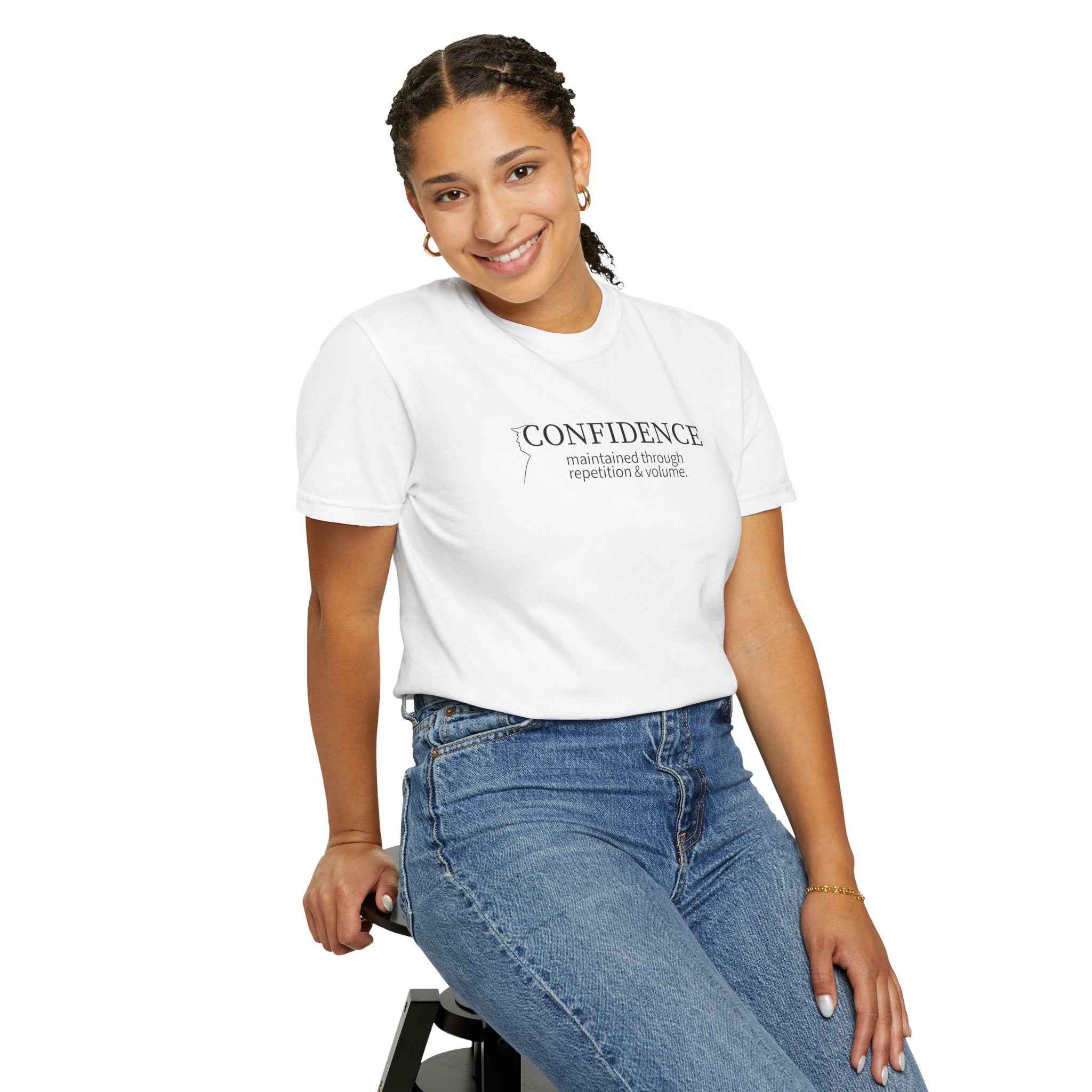Confidence Maintained T-Shirt – Minimalist Typography Edition