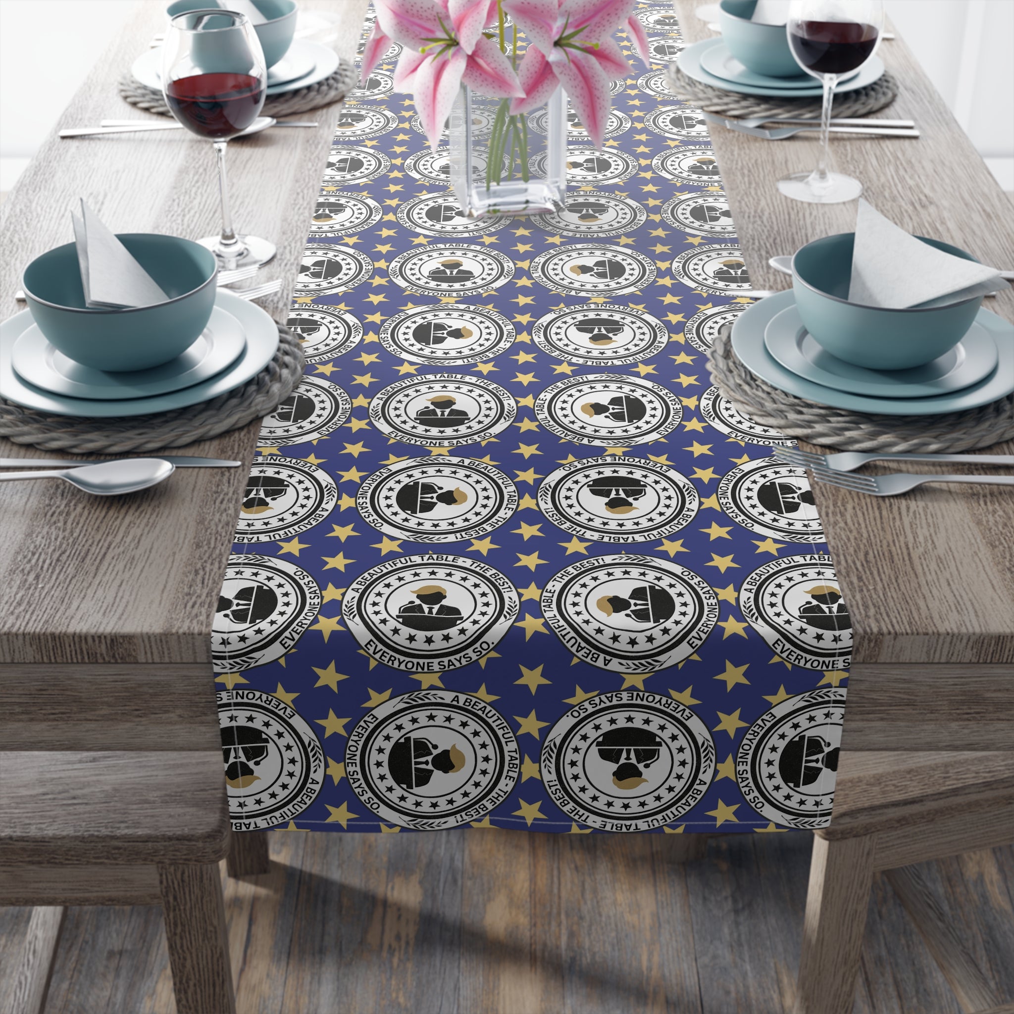 A Beautiful Table Table Runner – Faux Official Parody Seal Pattern