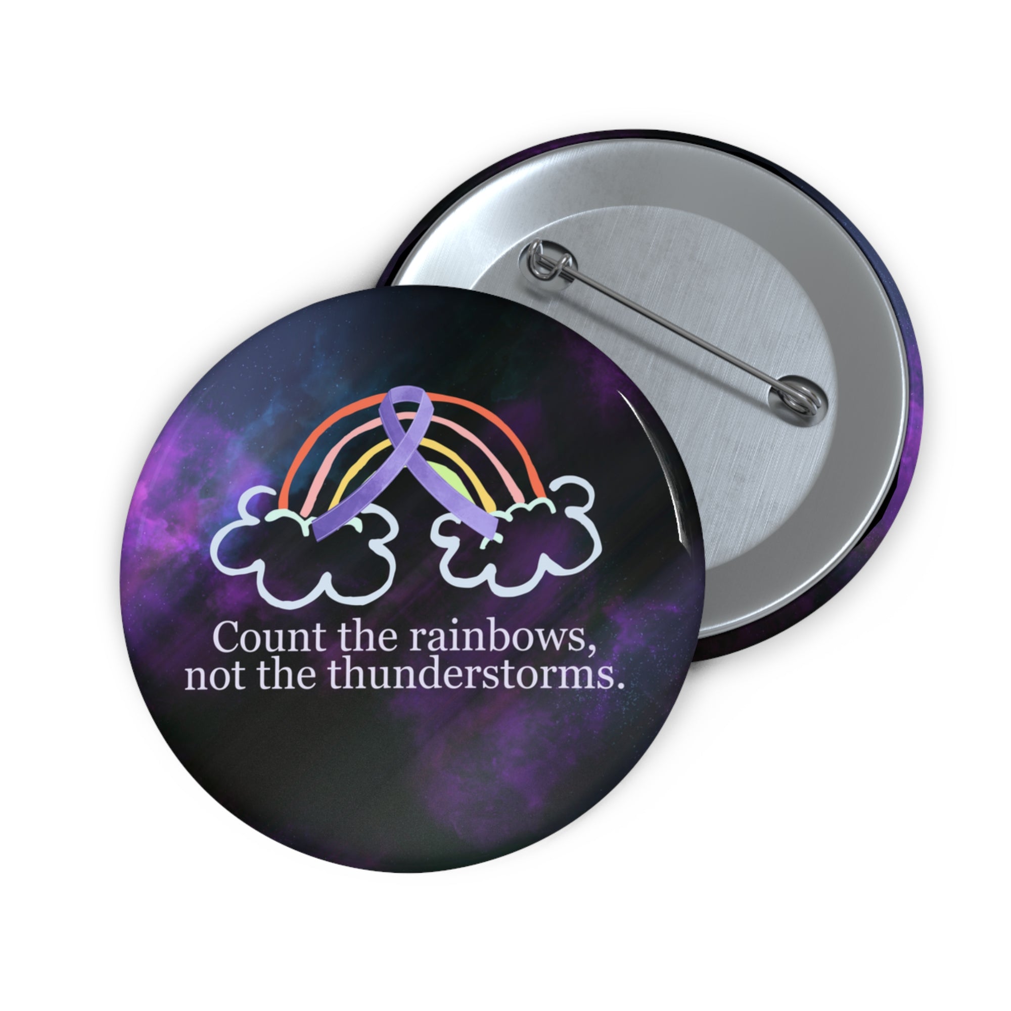 Epilepsy Awareness Pin Buttons - Count the Rainbows Design