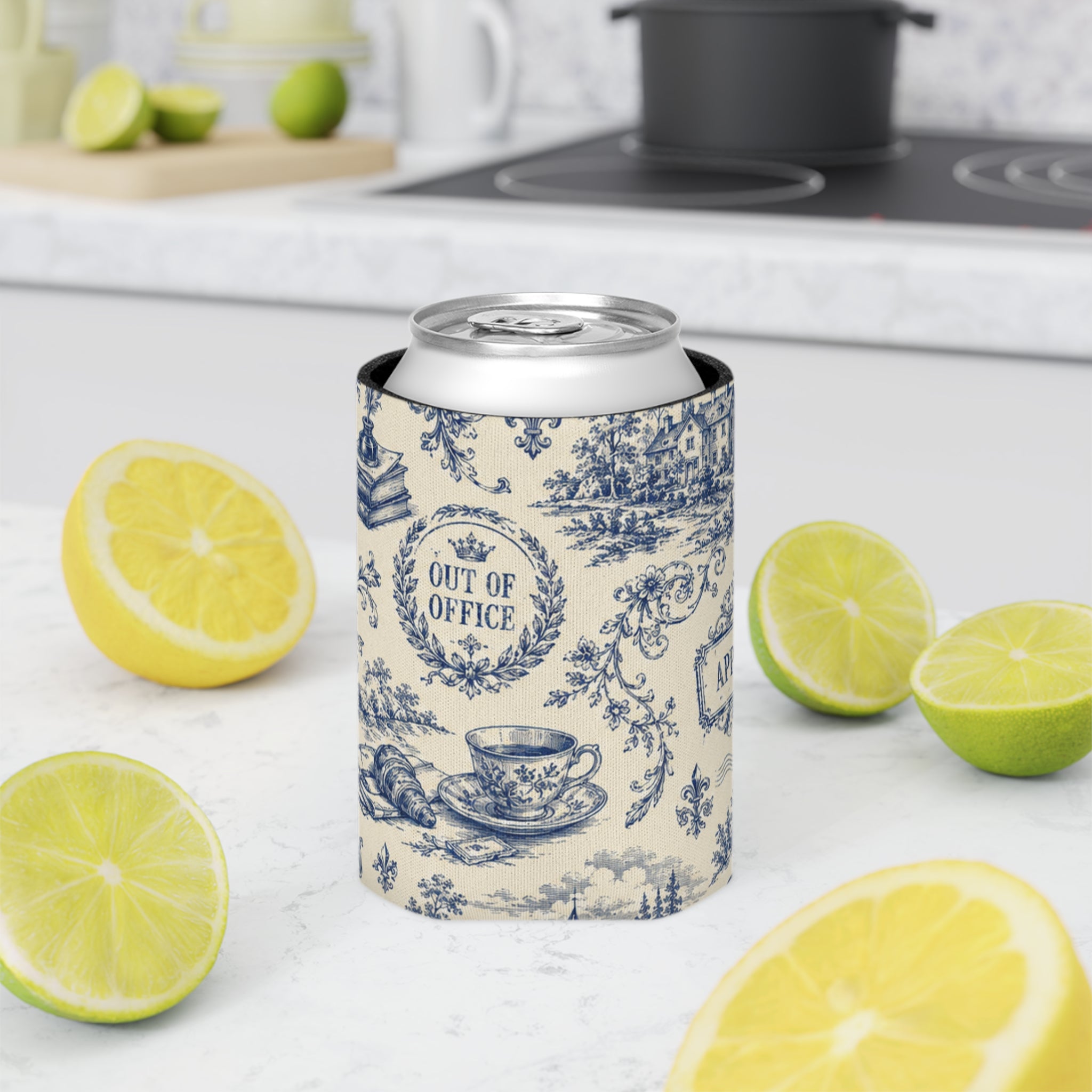 Out of Office Toile Can Cooler