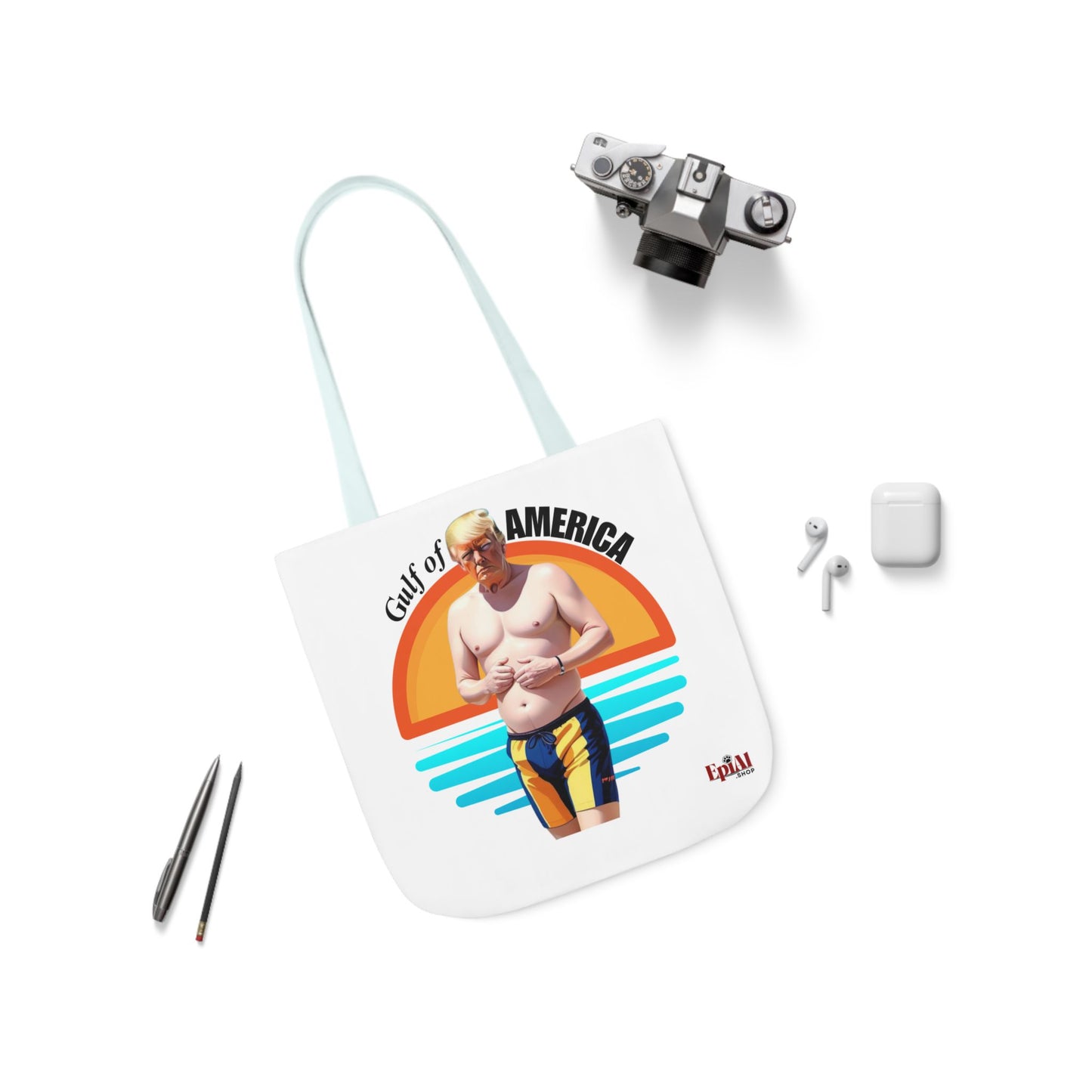 Gulf of America Canvas Tote Bag with 4-Color Straps - Fun Beach Accessory