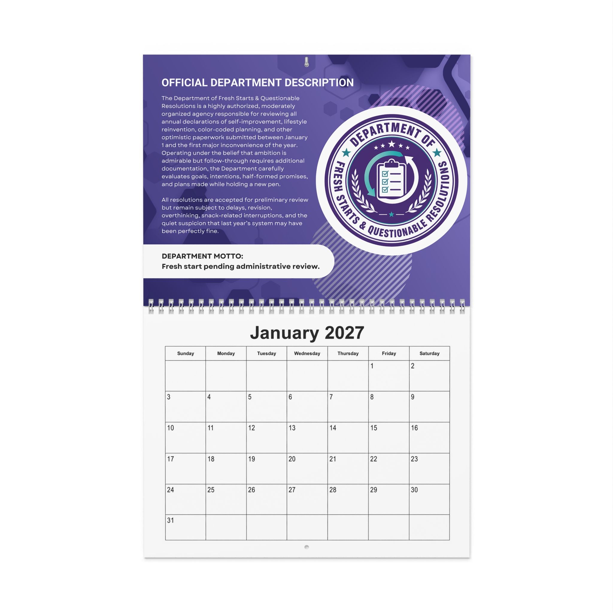 The Officially Unofficial 2027 Wall Calendar