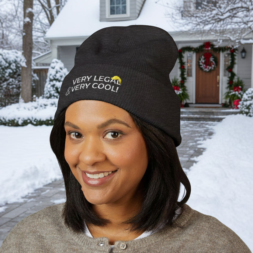 Very Legal & Very Cool Embroidered Knit Beanie – Political Parody Winter Hat