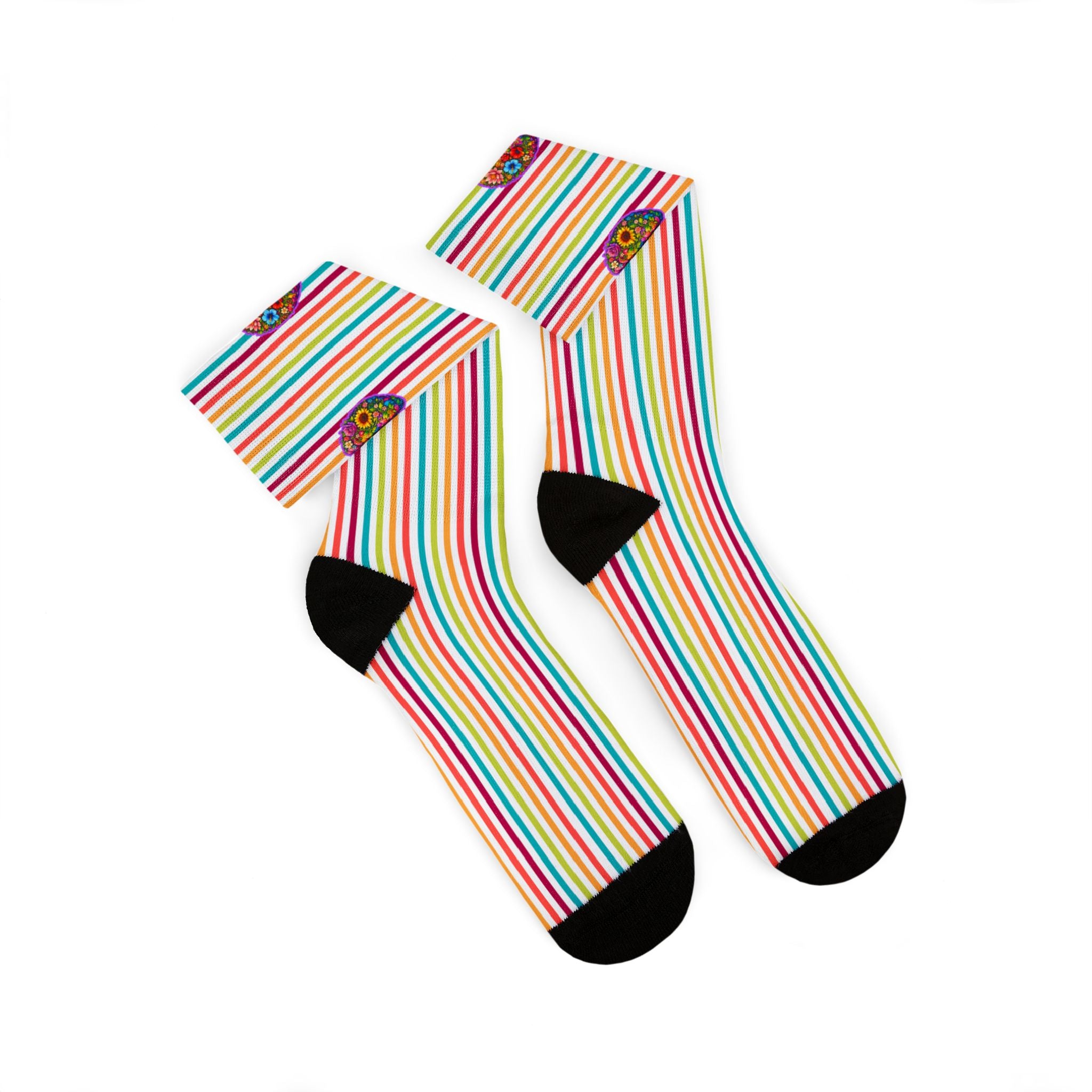 Floral Brain Epilepsy Awareness Crew Socks – Colorful Neurostrong Socks