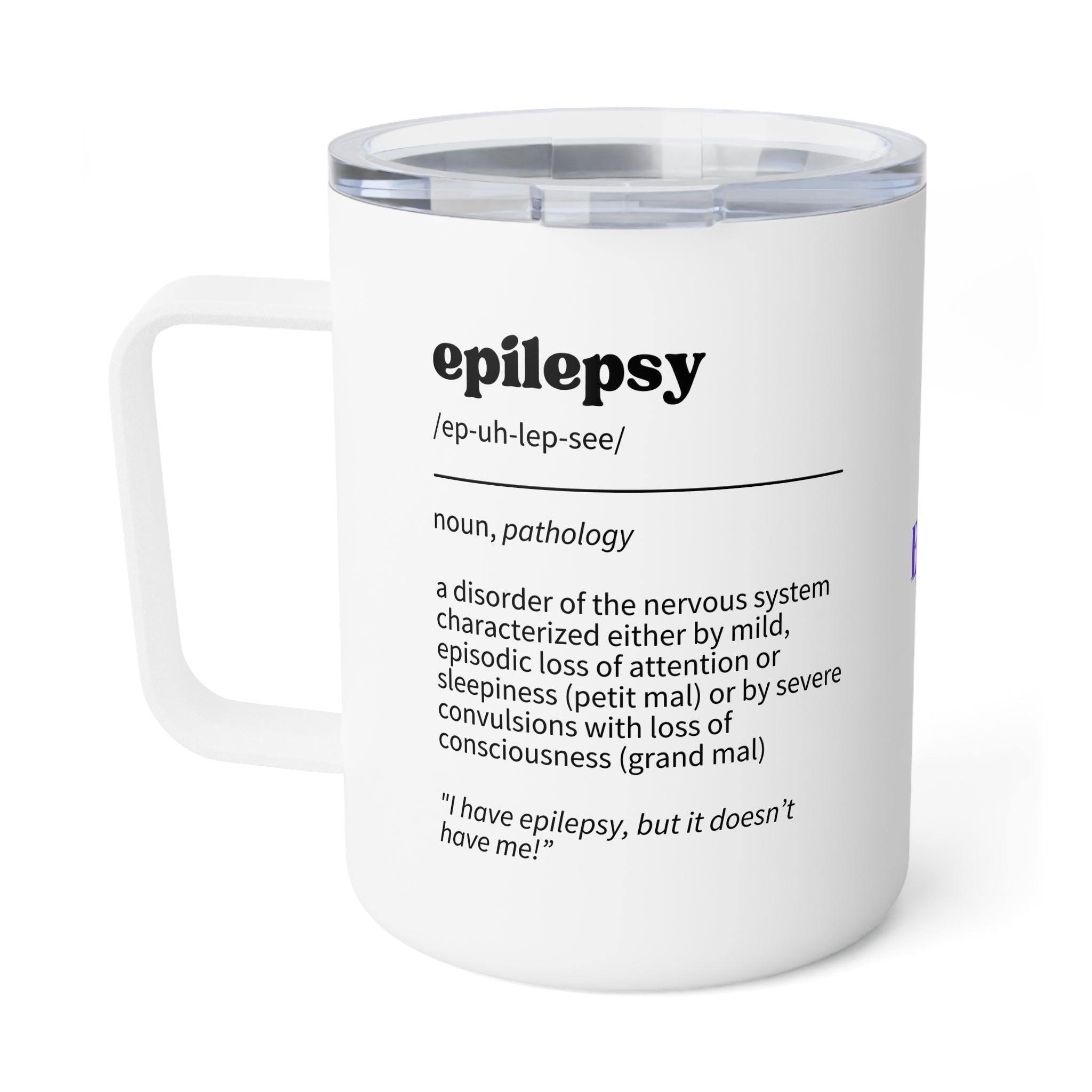 Photo depicting the ​Epilepsy Definition Insulated Coffee Mug, 10oz from EpiAl's Shop.