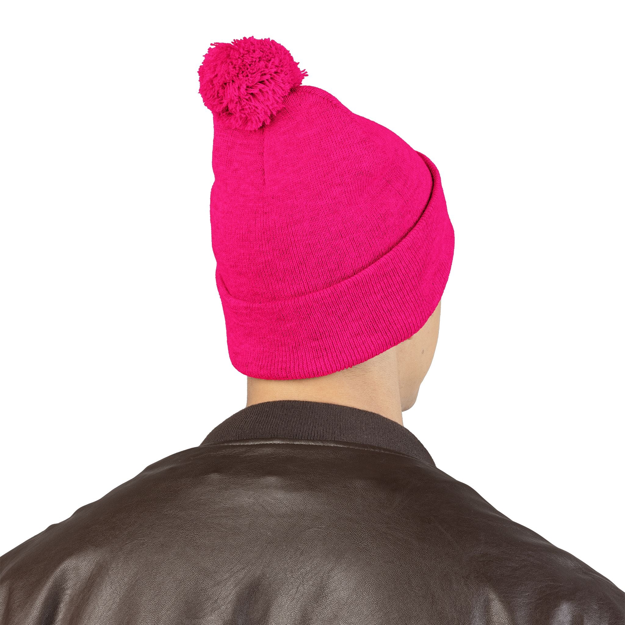 Still Here Pom-Pom Beanie – Epilepsy Awareness Knit Hat with Purple Ribbon