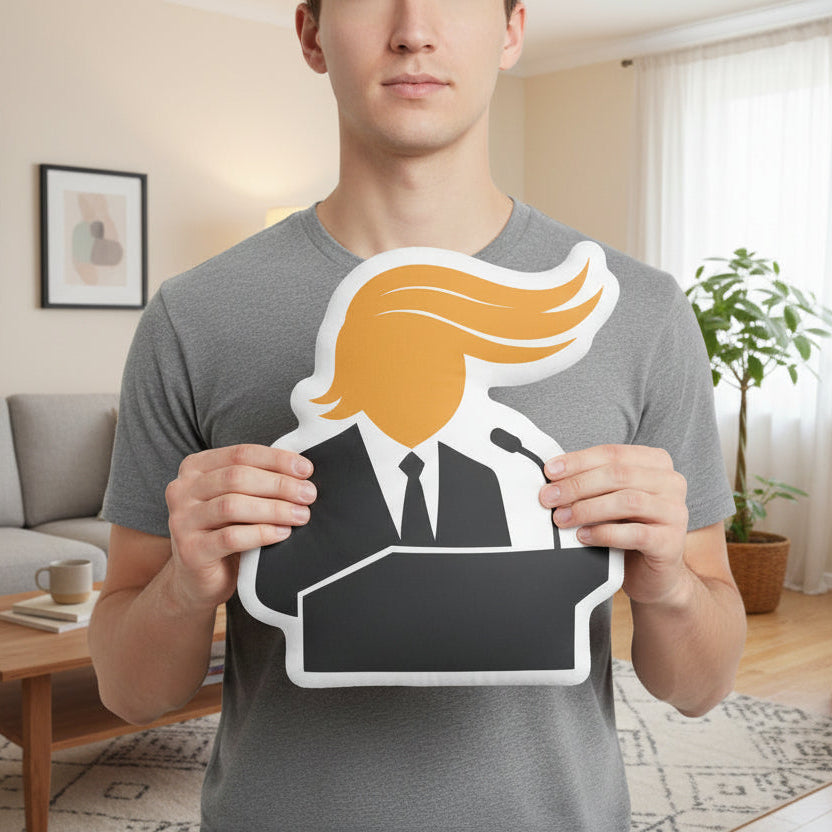 Presidential Podium Hair Swoop Shaped Pillow – Political Parody Decor