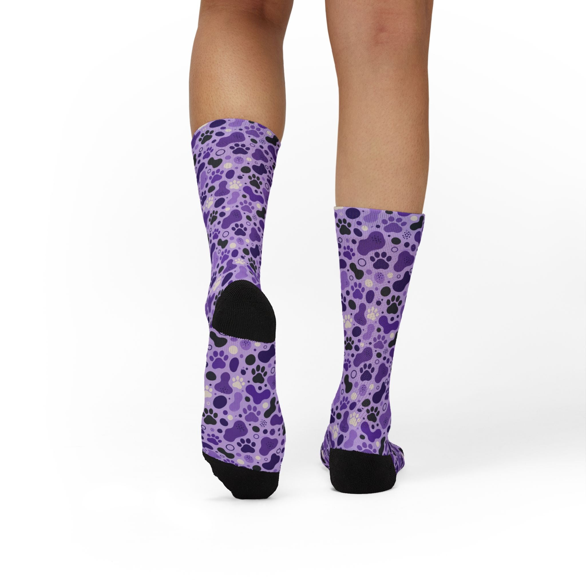 Purple Paws Cat Lover Crew Socks for Cat Ladies