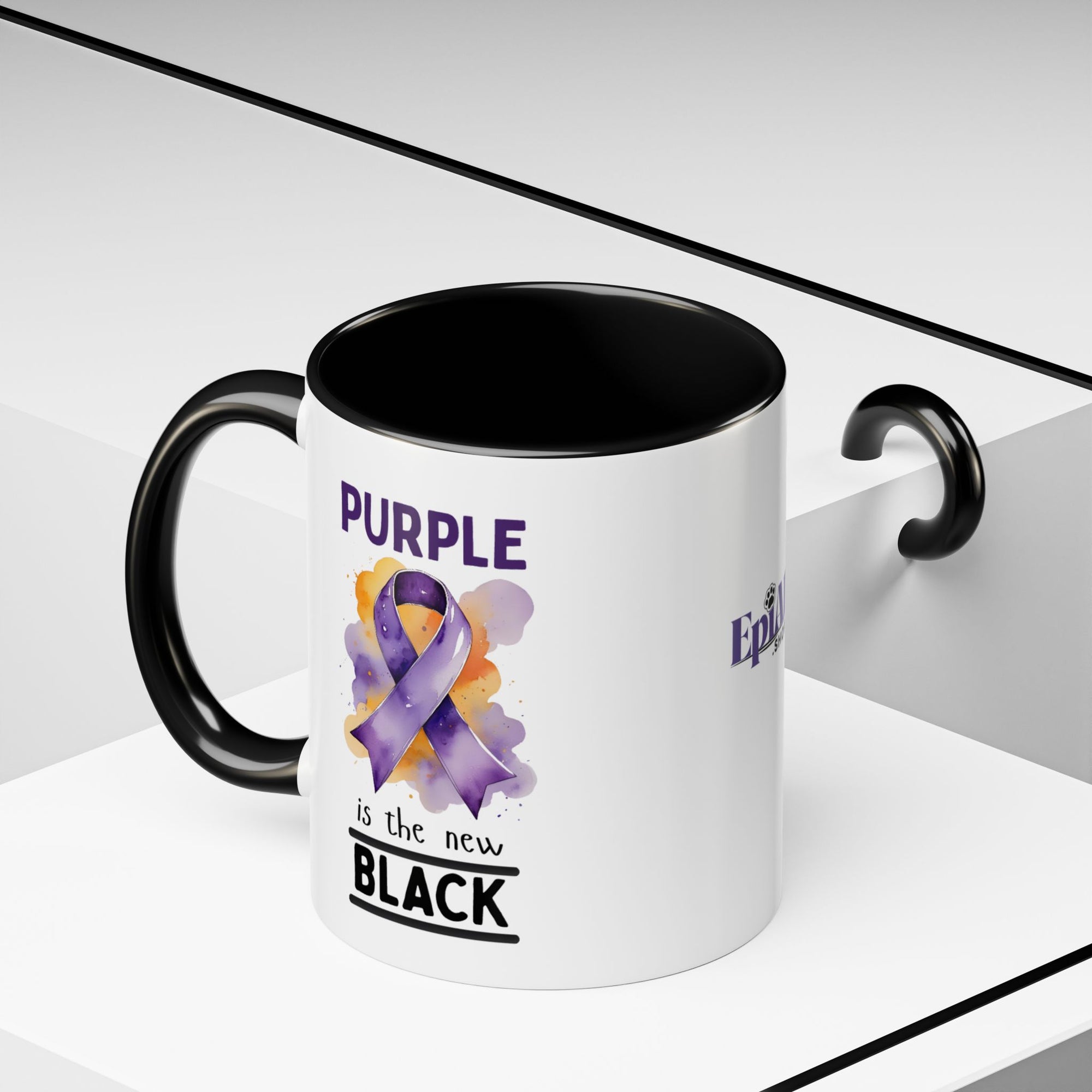 Purple Ribbon Accent Coffee Mug