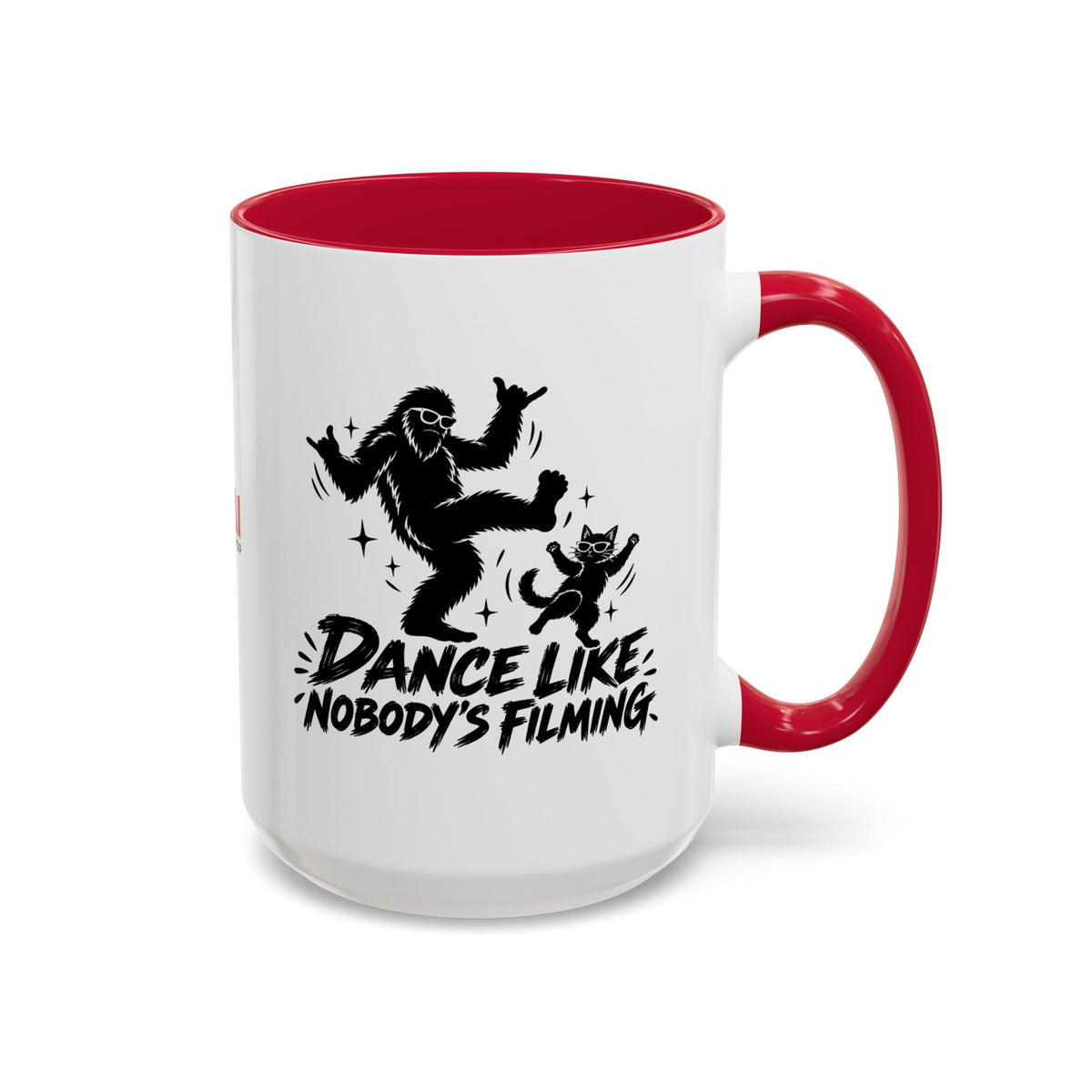 Dance Like Nobody's Filming | Funny Bigfoot & Cat Coffee Mug (11oz/15oz)