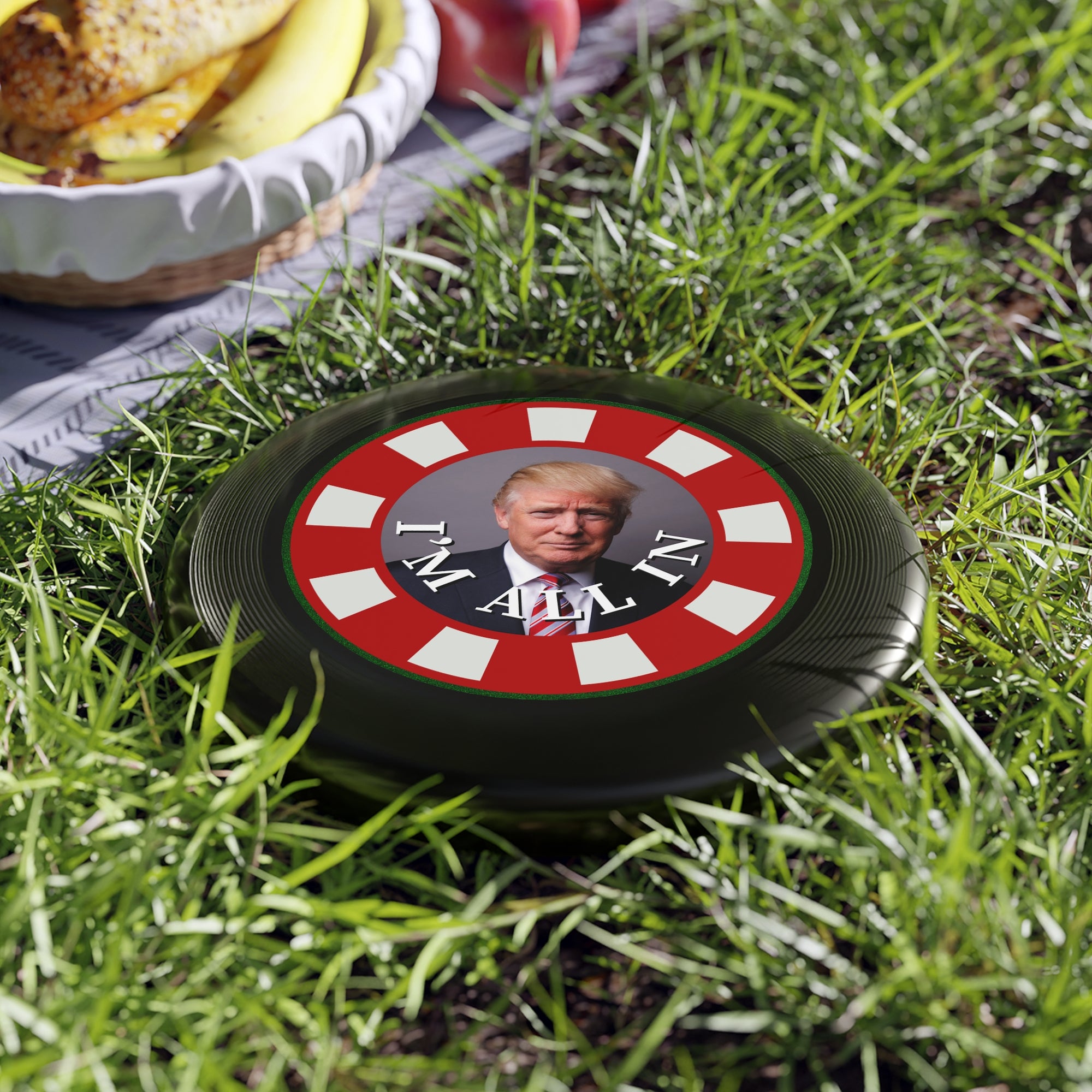 I'm All In with Trump Political Themed Frisbee - Fun Outdoor Game