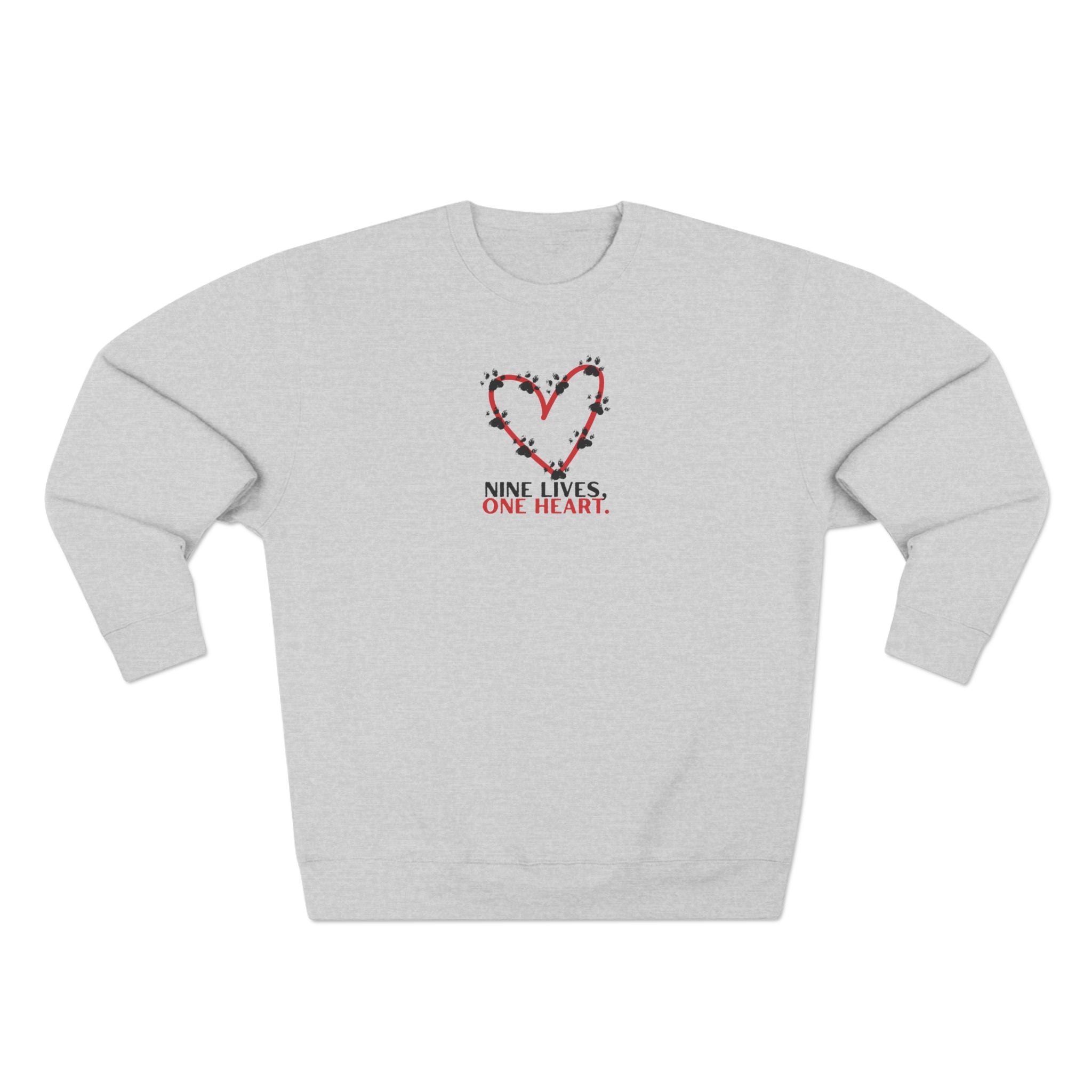 Nine Lives, One Heart – Cat Lover Sweatshirt