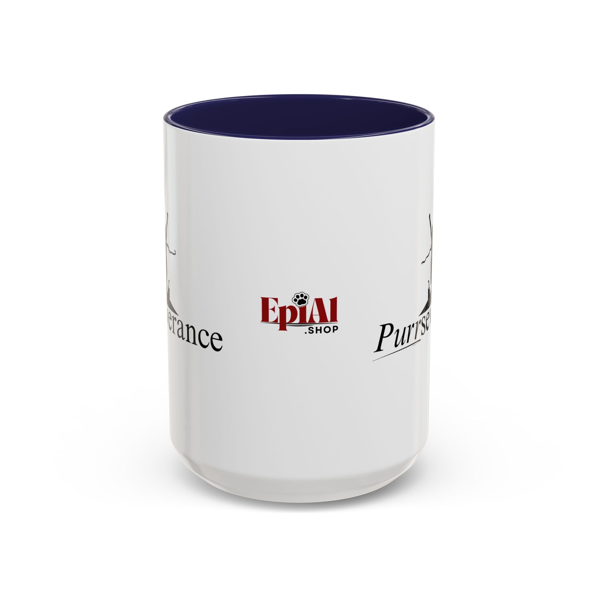 Photo depicting the ​Purrseverance Accent Coffee Mug (11, 15oz) from EpiAl's Shop.