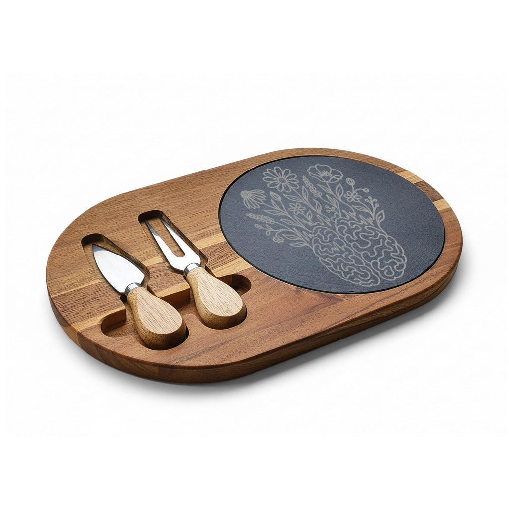 Electric Wildflower Epilepsy Awareness Acacia and Slate Charcuterie Board