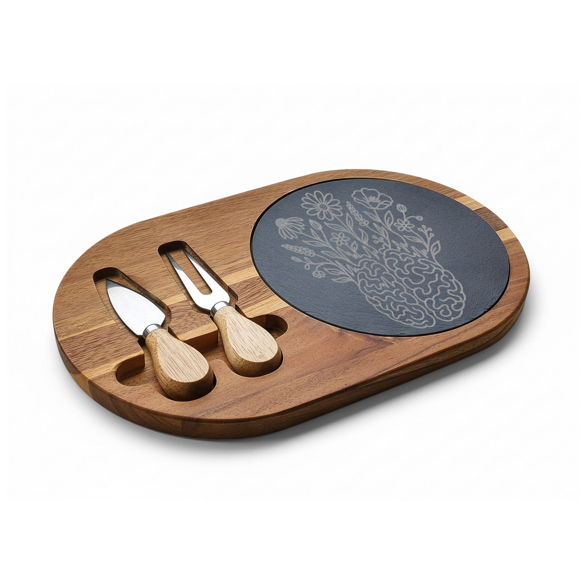 Electric Wildflower Epilepsy Awareness Acacia and Slate Charcuterie Board