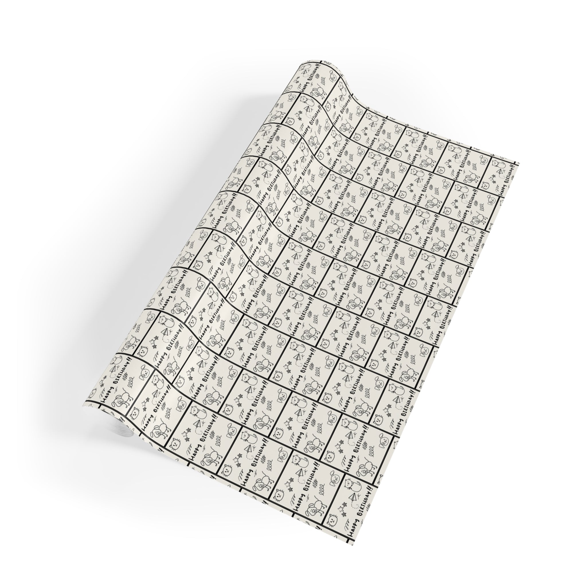 Sketched Puppies & Kitties Birthday Gift Wrapping Paper Rolls, 1pc - EpiAl's Shop