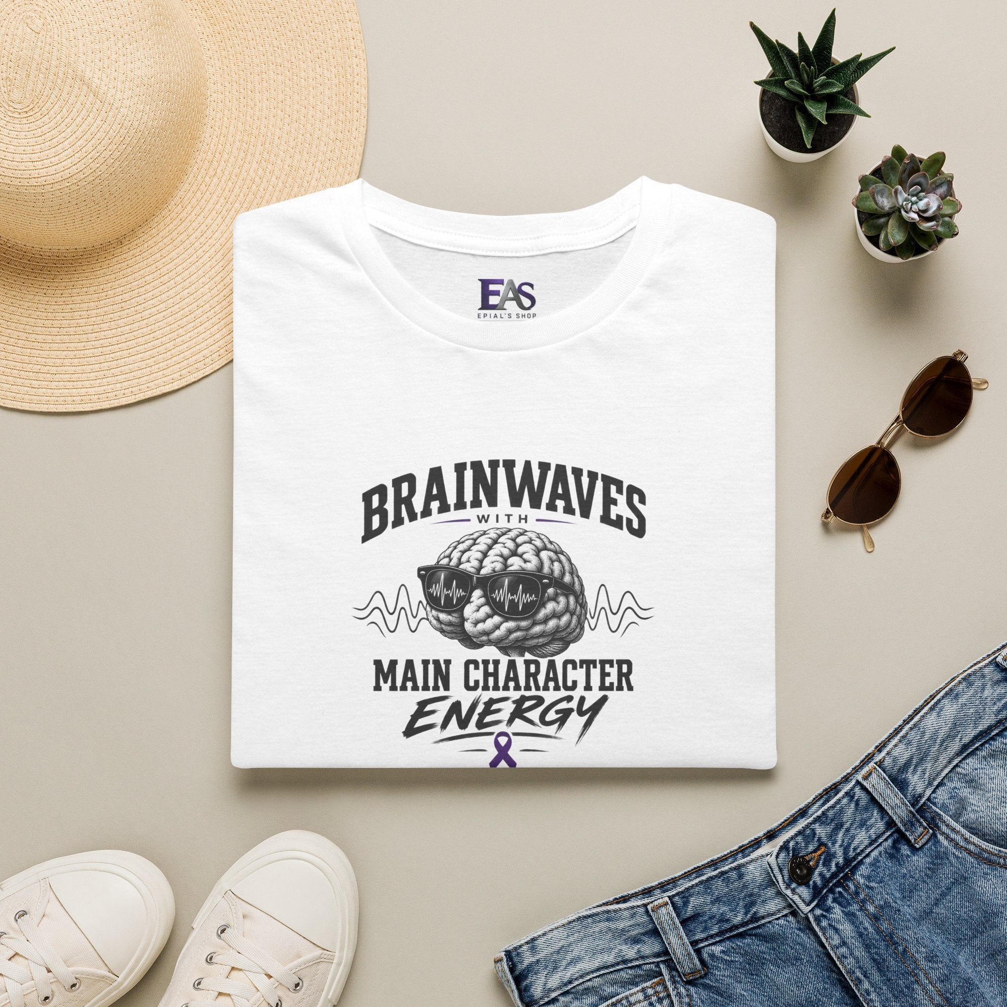 Brainwaves With Main Character Energy Epilepsy Awareness T-Shirt