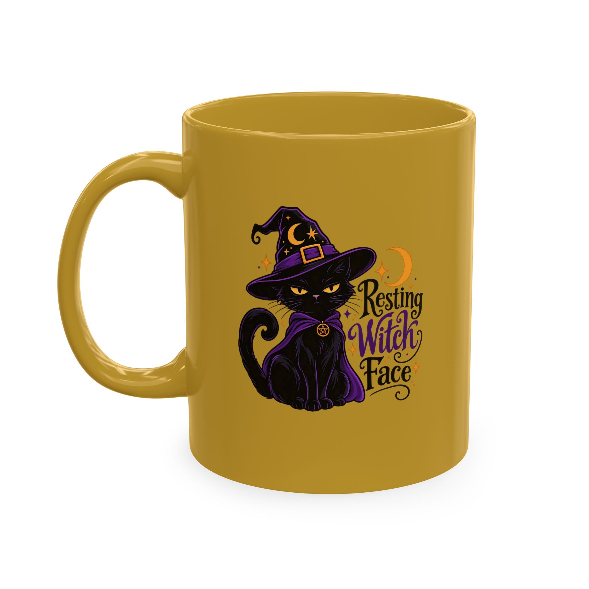 Resting Witch Face Cat Mug | 11 oz Halloween Coffee Mug