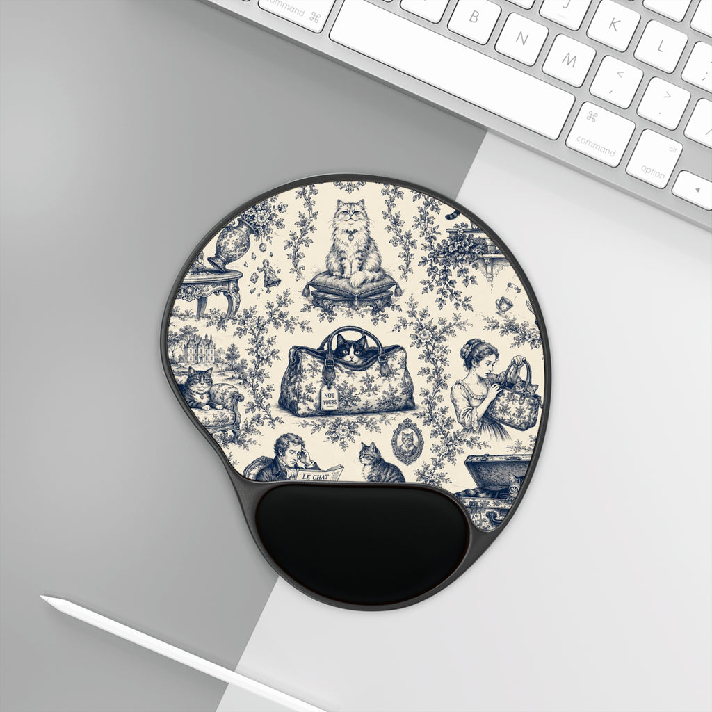 Not Yours Cat Toile Ergonomic Mouse Pad