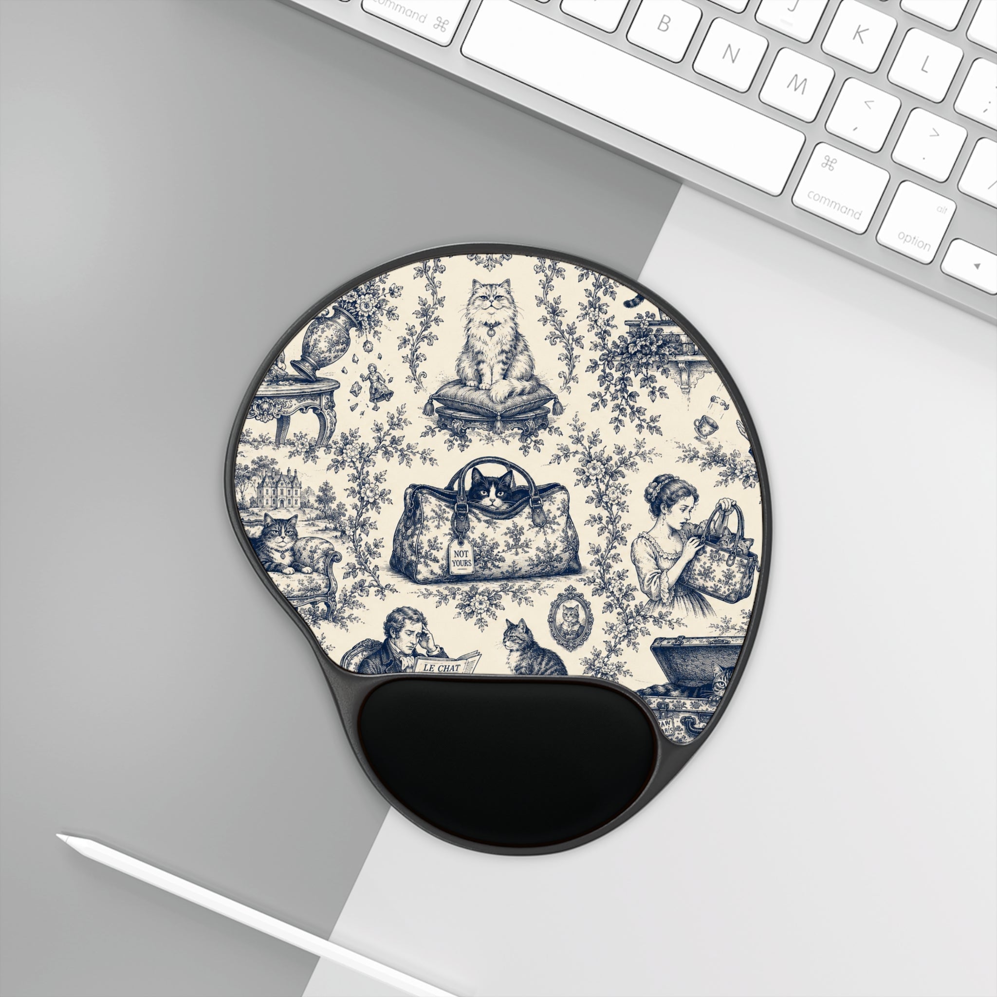 Not Yours Cat Toile Ergonomic Mouse Pad