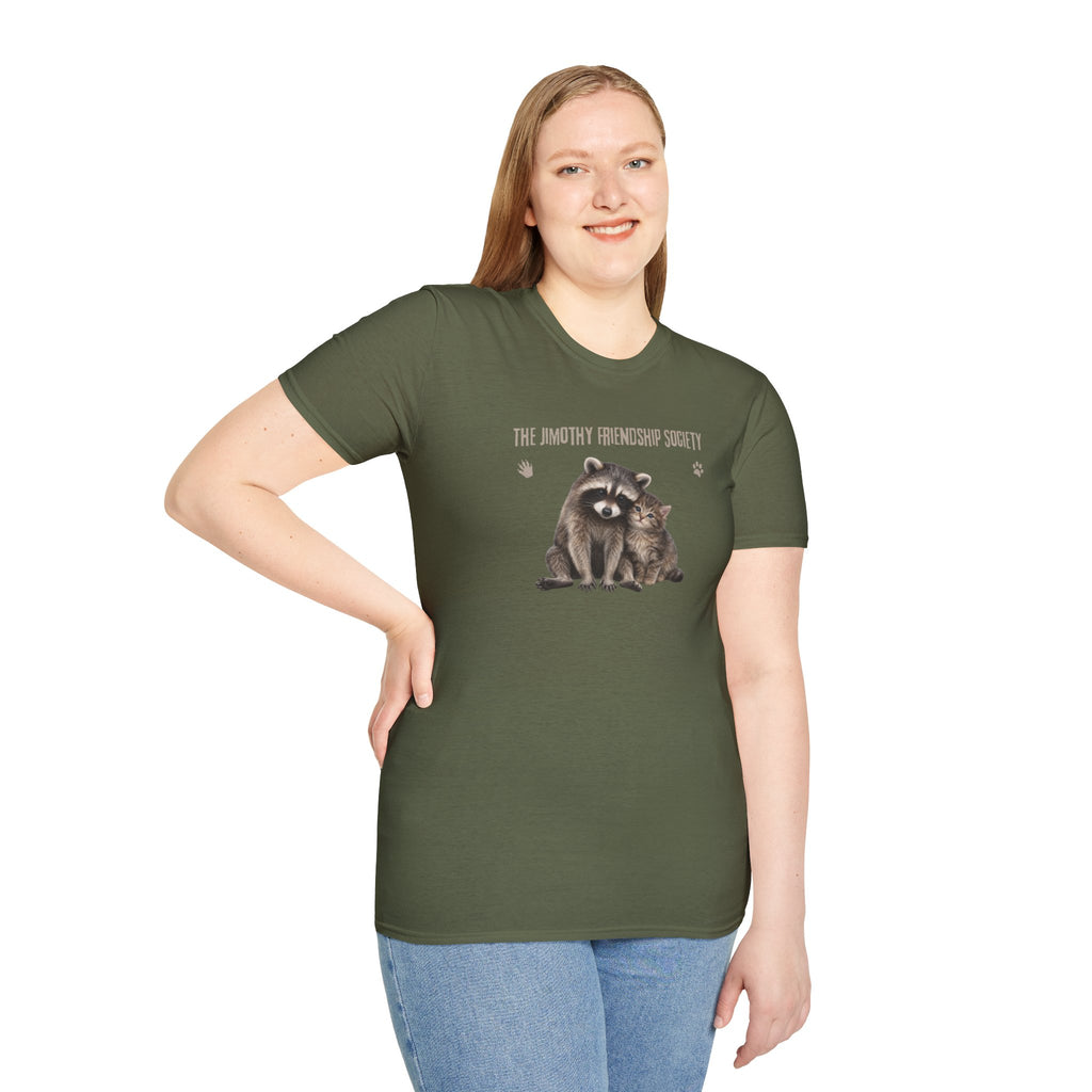 The Jimothy Friendship Society T-Shirt | Raccoon and Kitten Tee