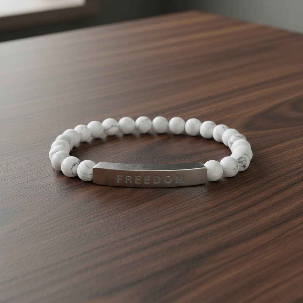 Natural Stone Freedom Bracelet - Stretch Bar Design