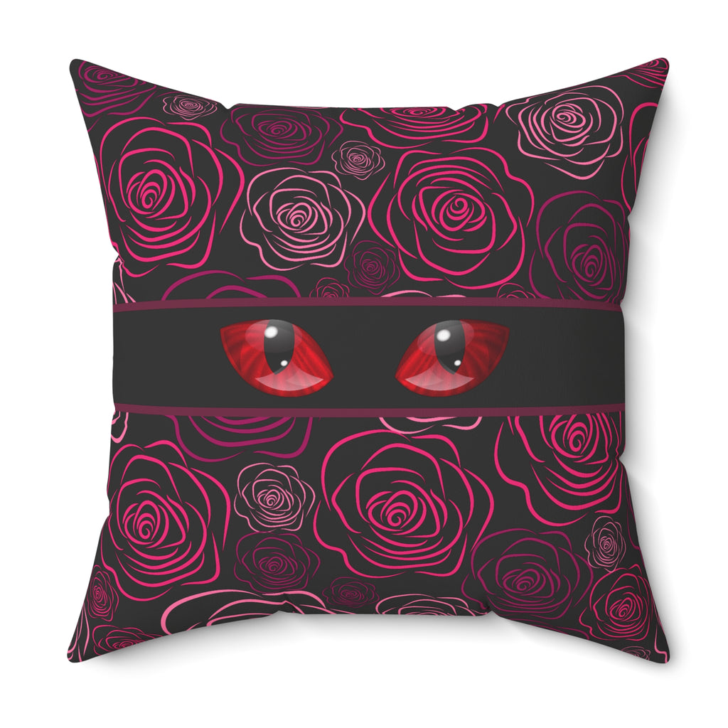 Moody Rose Cat Eyes Throw Pillow