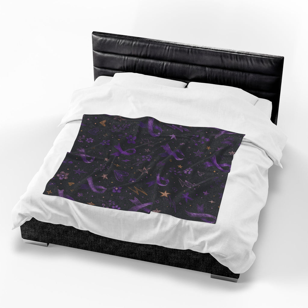 Purple Epilepsy Awareness Ribbon Velveteen Plush Blanket