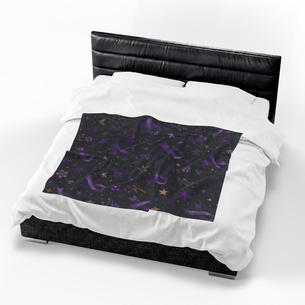 Purple Epilepsy Awareness Ribbon Velveteen Plush Blanket