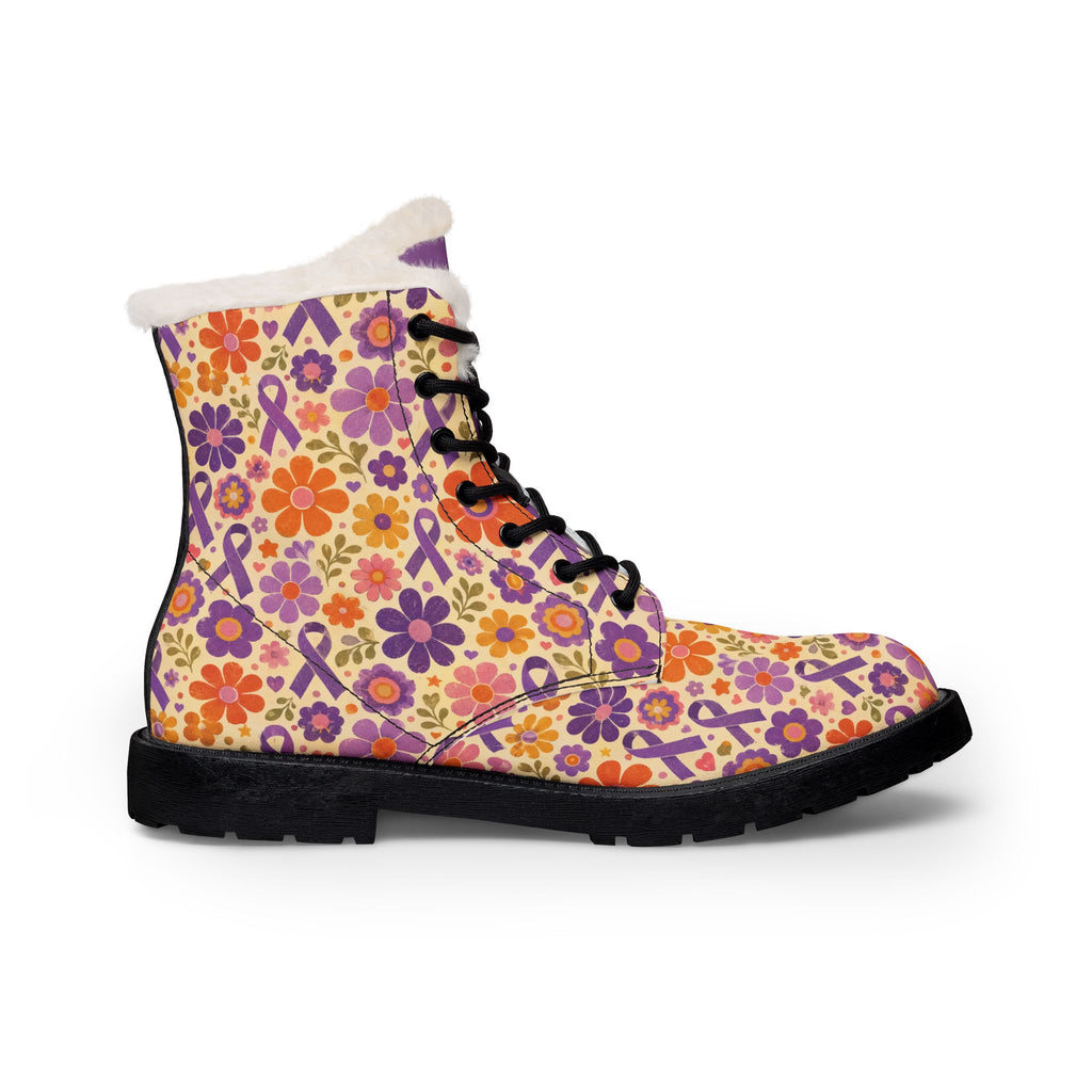 Epilepsy Awareness Floral Fleece-Lined Boots