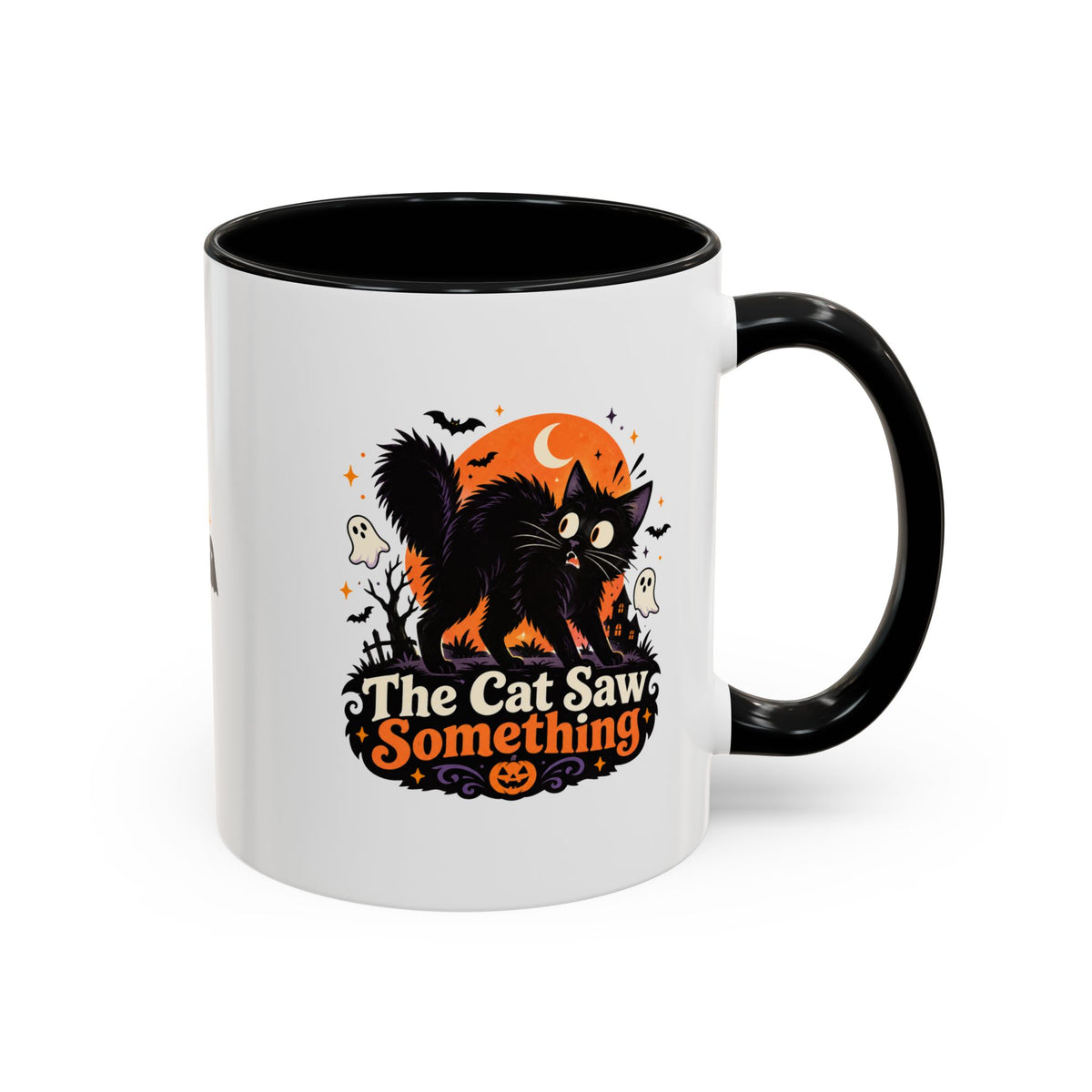 The Cat Saw Something Halloween Black Cat Accent Mug