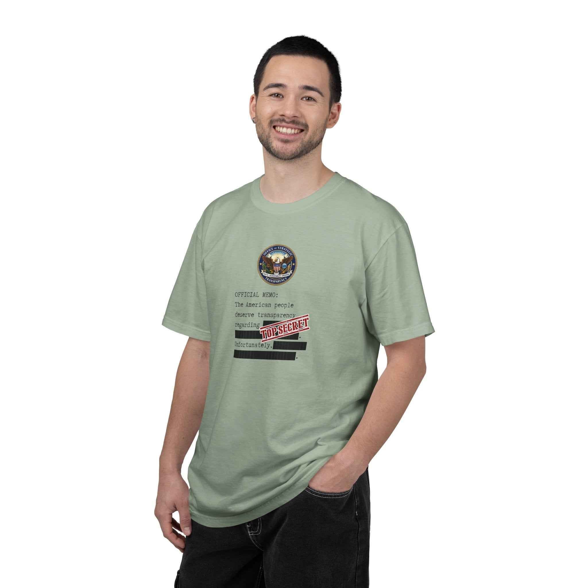 Official Memo “Top Secret” Unisex T-Shirt – Redacted Transparency Graphic Tee