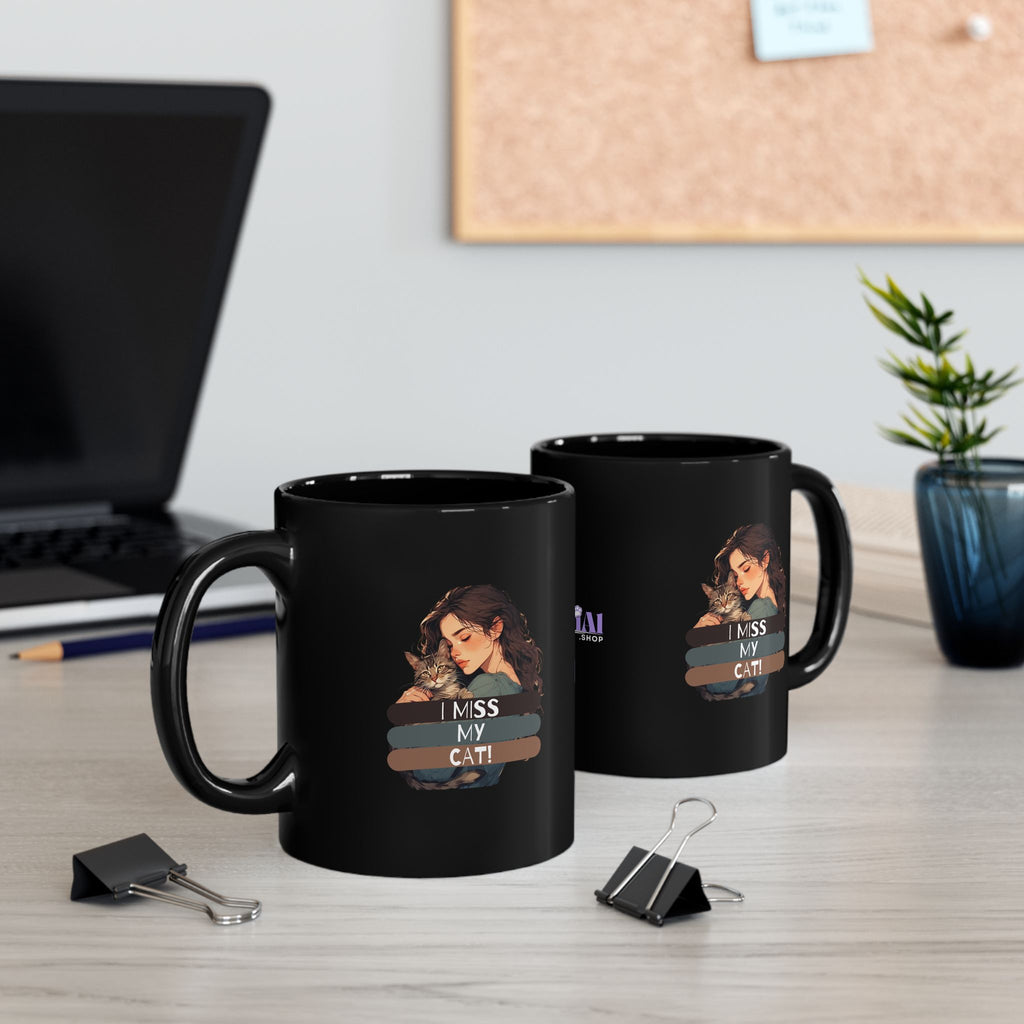 I Miss My Cat Black Mug