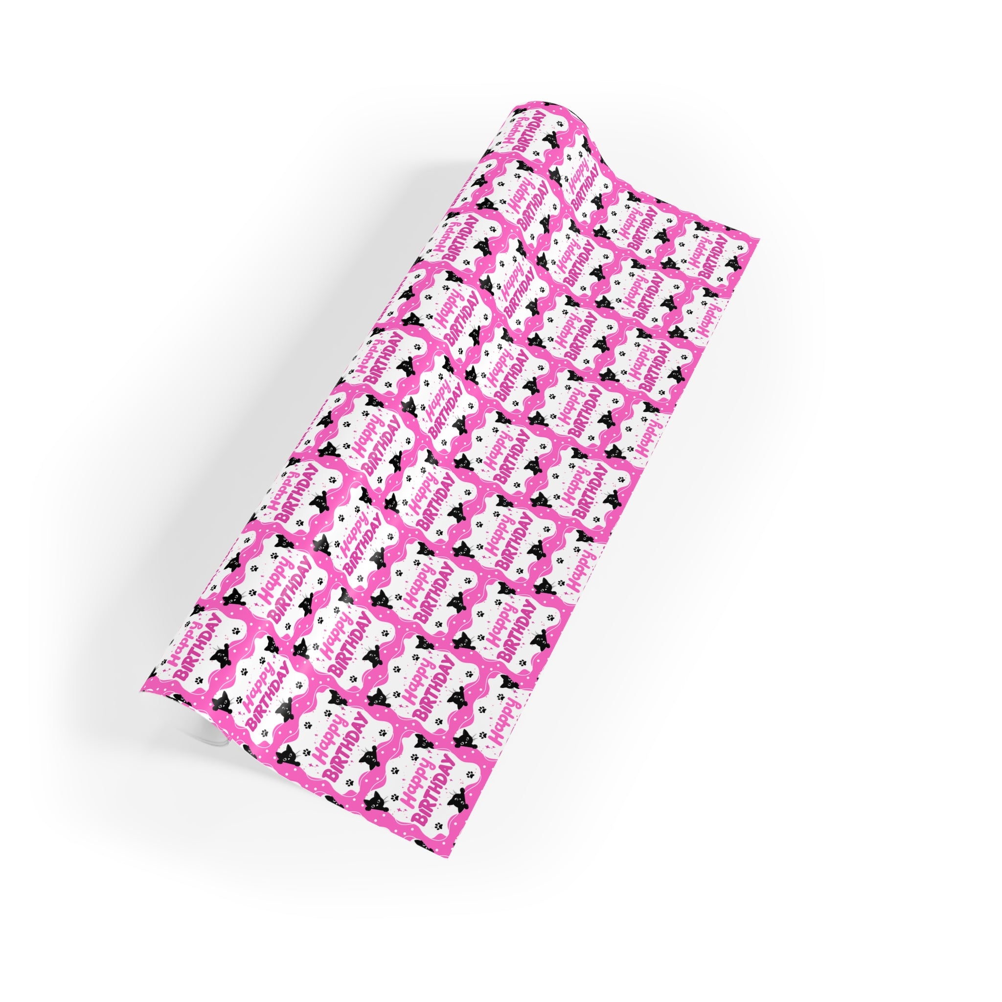 Pink Peeky Kitty Birthday Gift Wrapping Paper Rolls, 1pc - EpiAl's Shop
