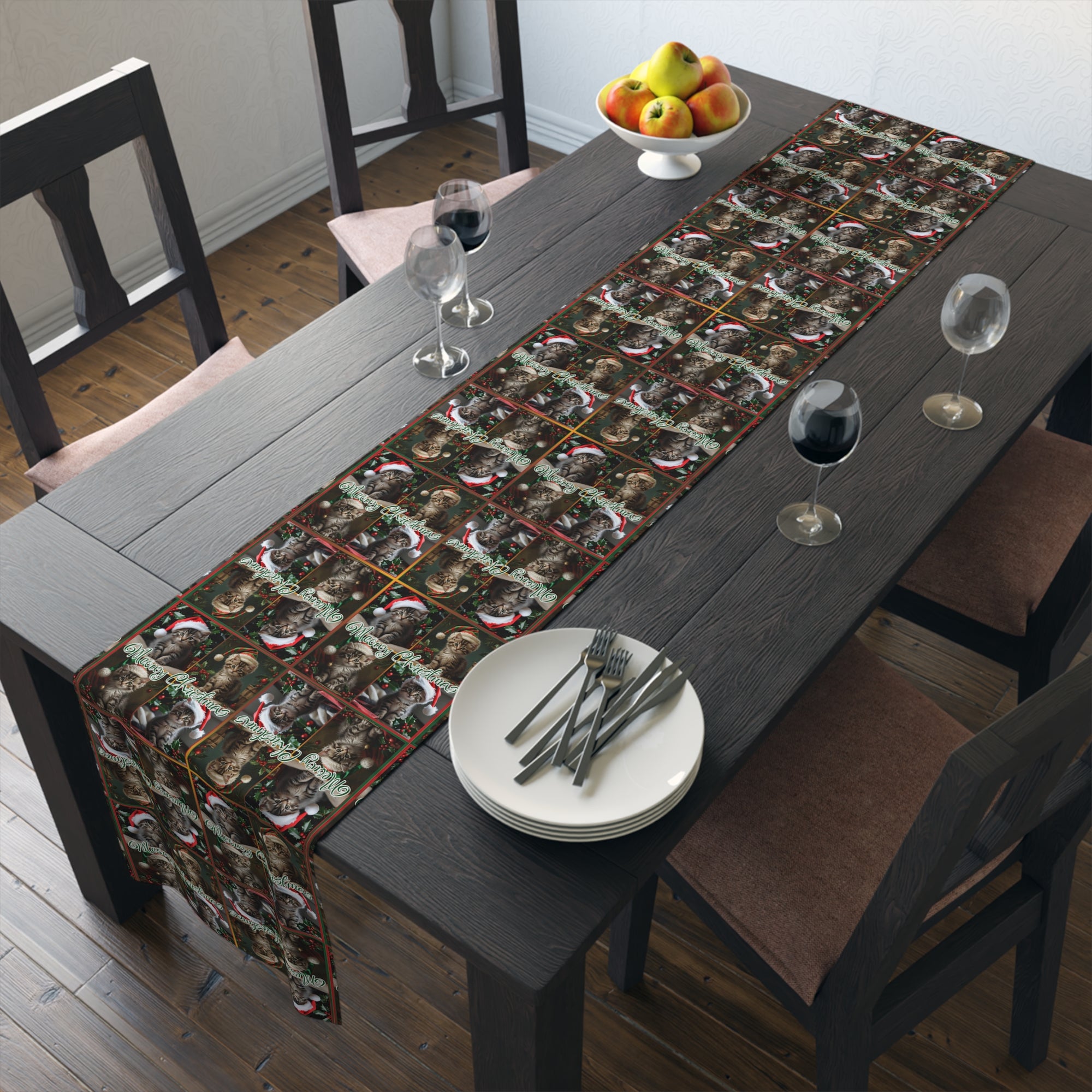 Meowy Christmas Festive Table Runner
