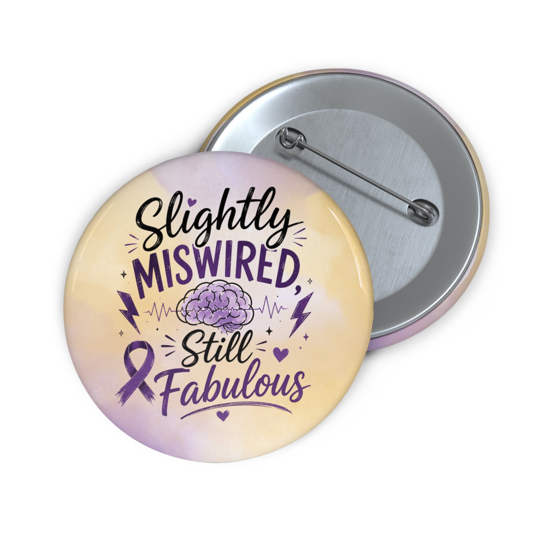 Seizure Awareness Pinback Button | Epilepsy Awareness Pin | Purple Ribbon Button