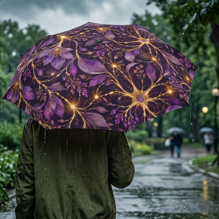 Beautifully Miswired | Purple & Gold Neuron Epilepsy Awareness Umbrella