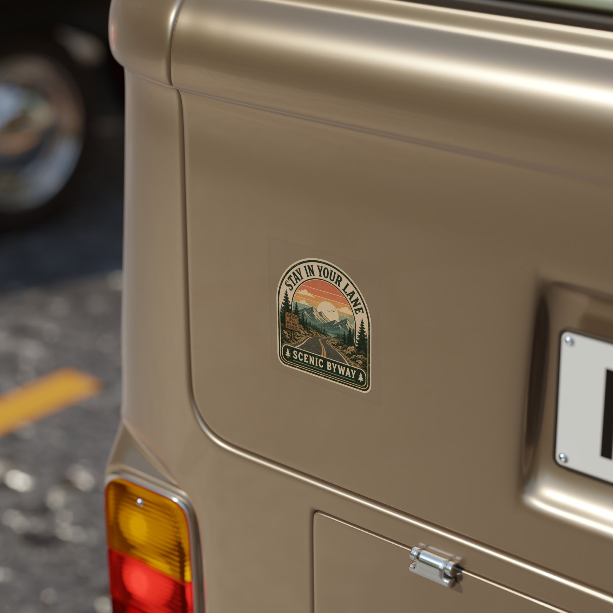 Stay in Your Lane Scenic Byway Outdoor Sticker | Transparent Weatherproof Vinyl Decal