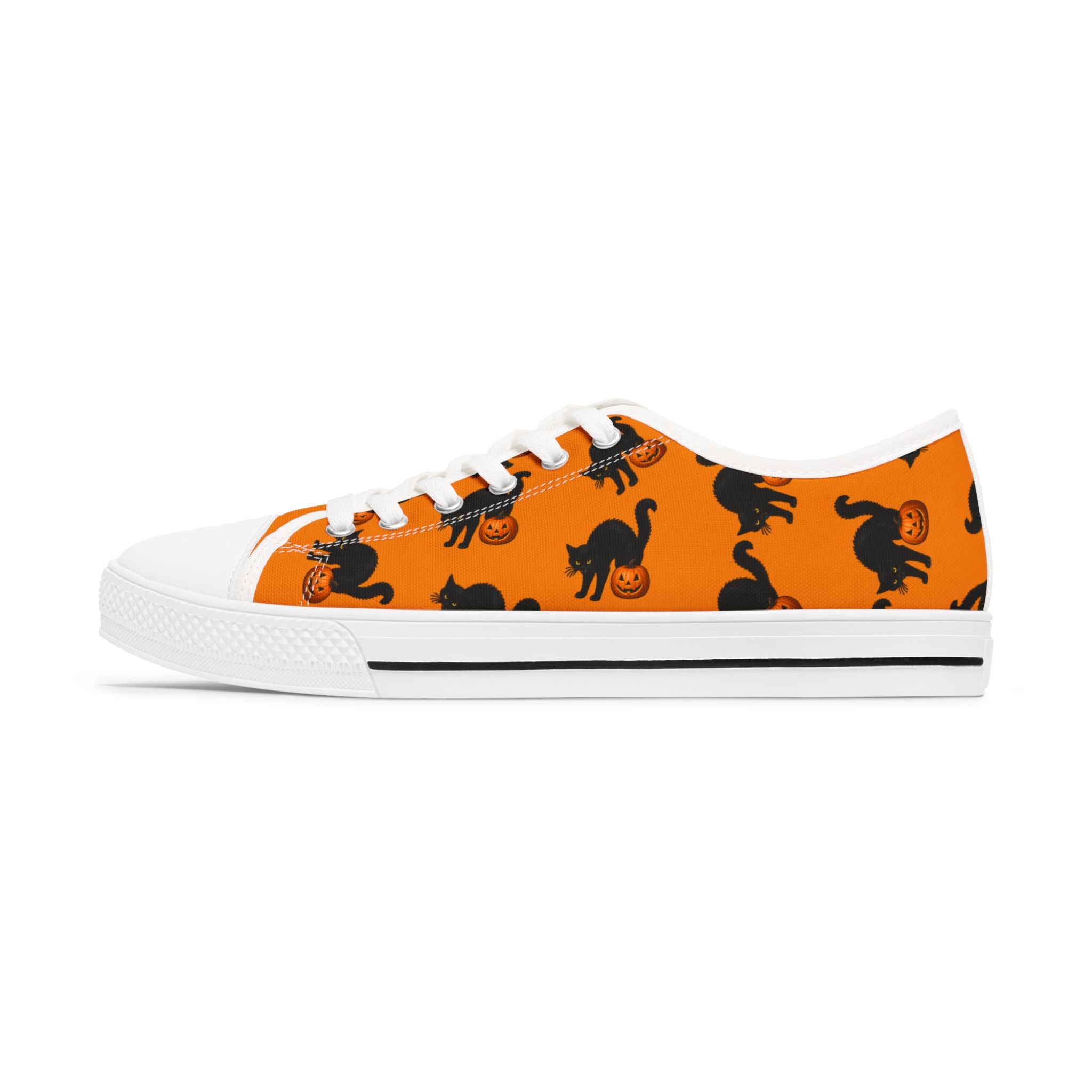 Halloween Black Cat Low-Top Canvas Sneakers