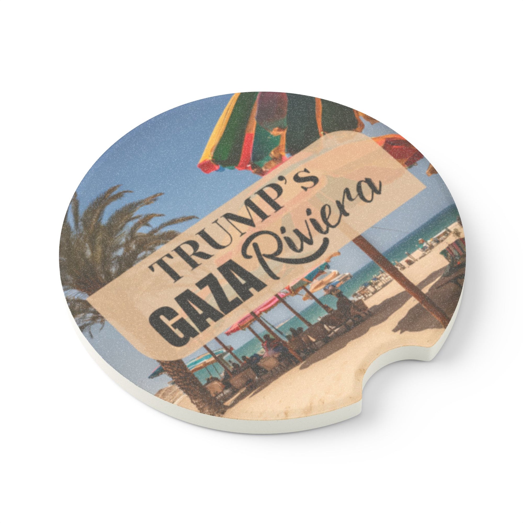 Trump's Gaza Riviera Soapstone Car Coaster