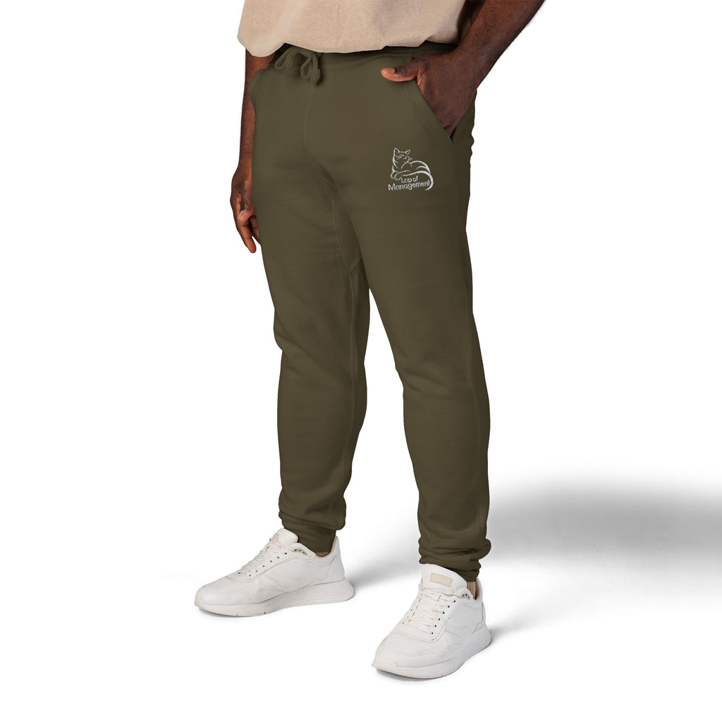 Lap of Management Embroidered Cat Fleece Joggers